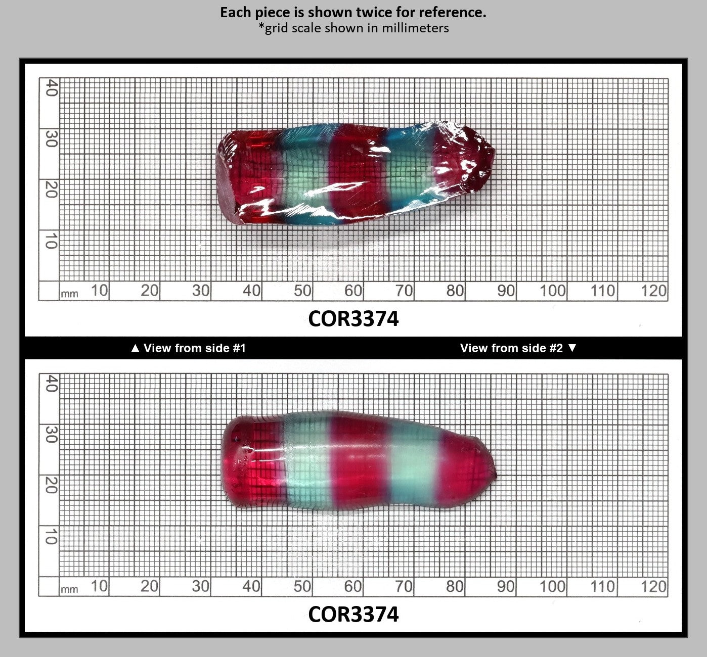 Pink/Paraiba Bi-Color Lab Created Corundum Sapphire Faceting Rough for Gem Cutting - Various Sizes - Split Boule : COR3374