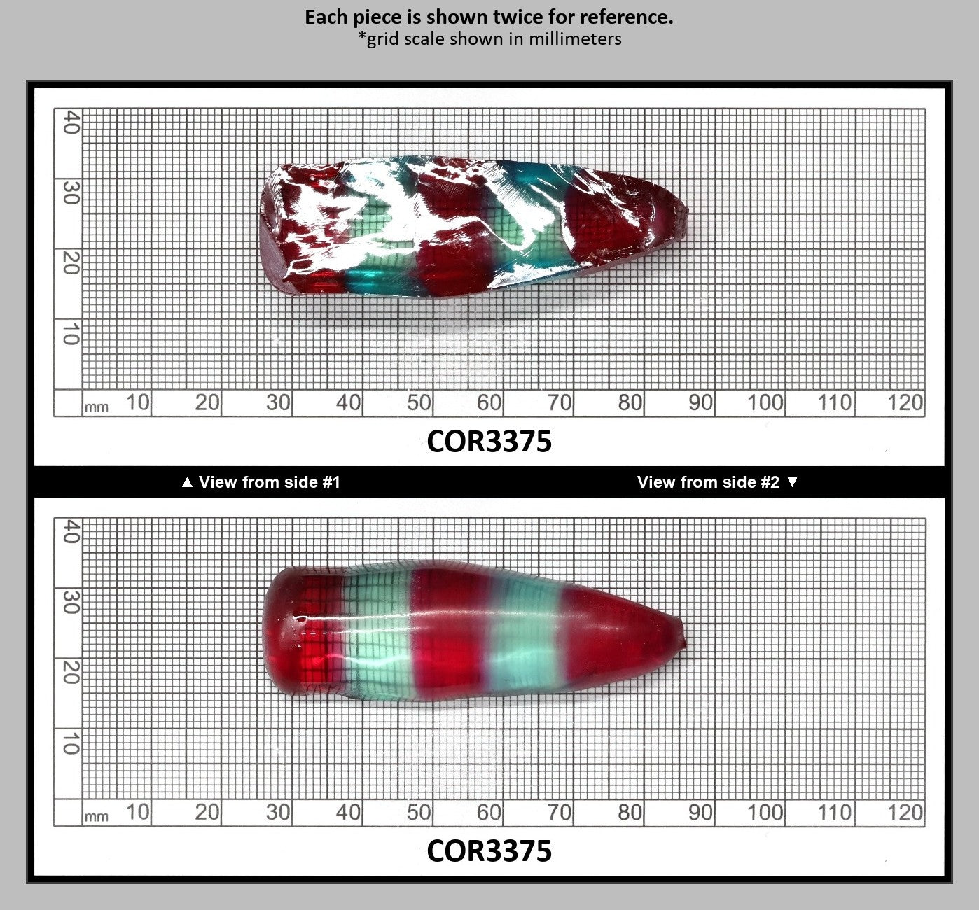 Pink/Paraiba Bi-Color Lab Created Corundum Sapphire Faceting Rough for Gem Cutting - Various Sizes - Split Boule : COR3375