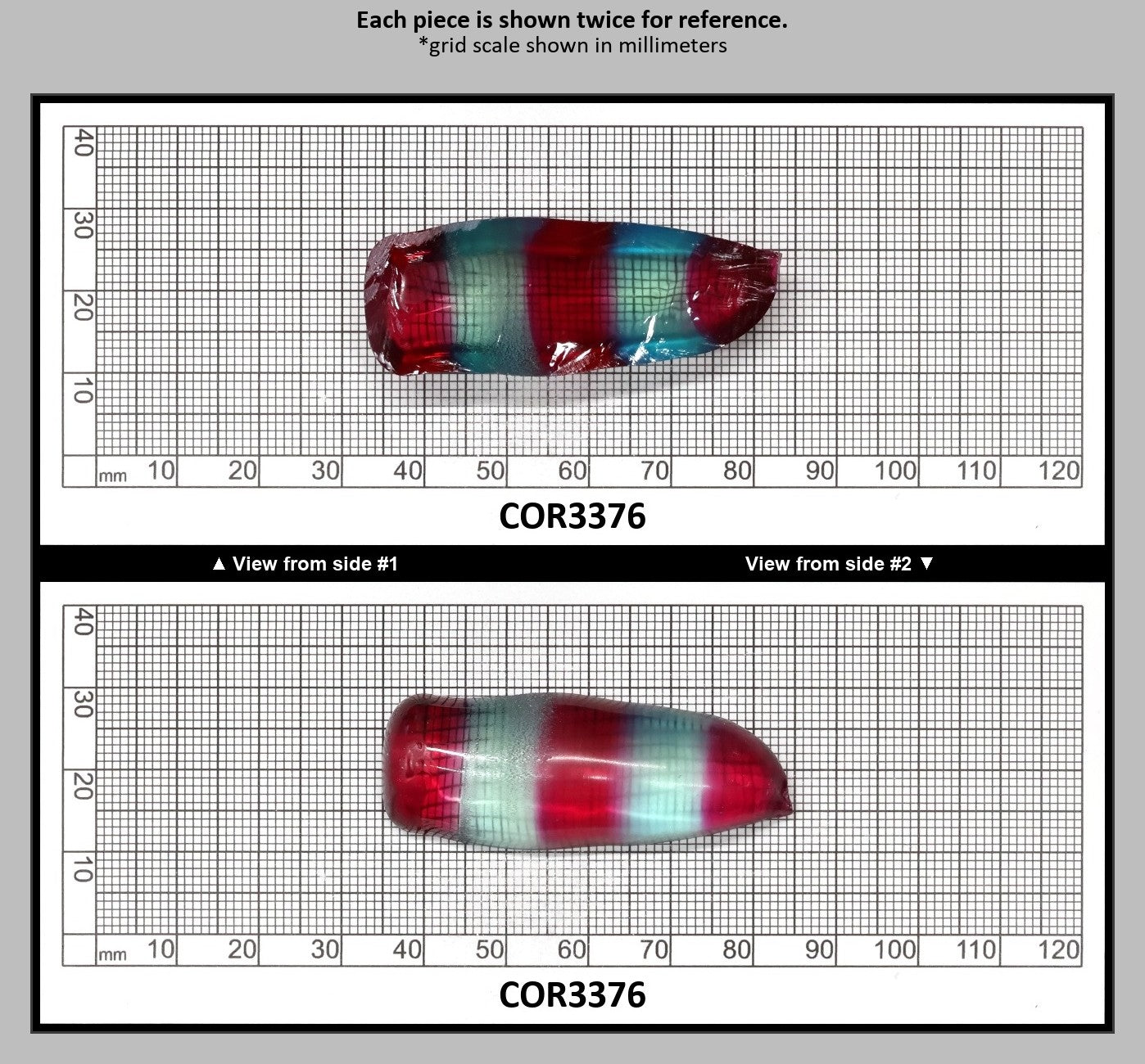 Pink/Paraiba Bi-Color Lab Created Corundum Sapphire Faceting Rough for Gem Cutting - Various Sizes - Split Boule : COR3376