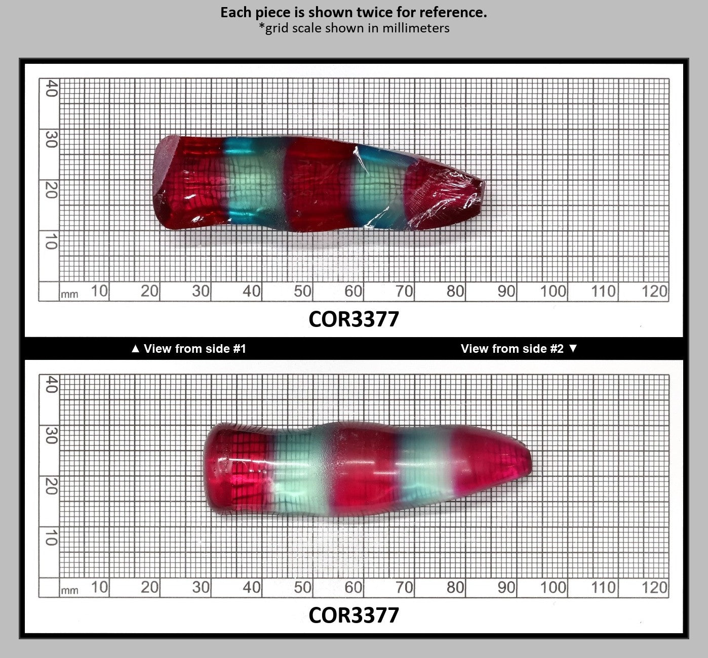 Pink/Paraiba Bi-Color Lab Created Corundum Sapphire Faceting Rough for Gem Cutting - Various Sizes - Split Boule : COR3377