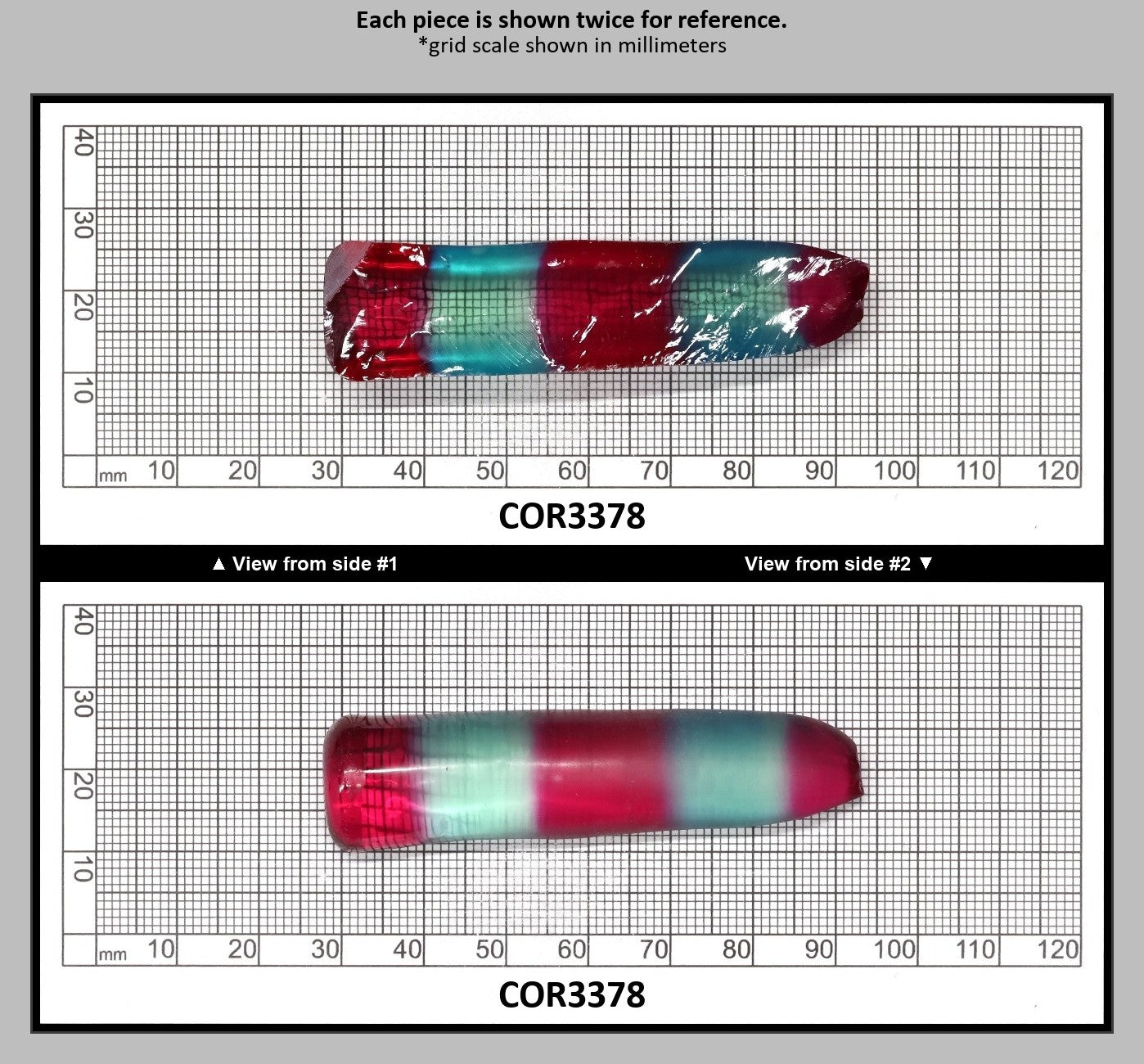 Pink/Paraiba Bi-Color Lab Created Corundum Sapphire Faceting Rough for Gem Cutting - Various Sizes - Split Boule : COR3378