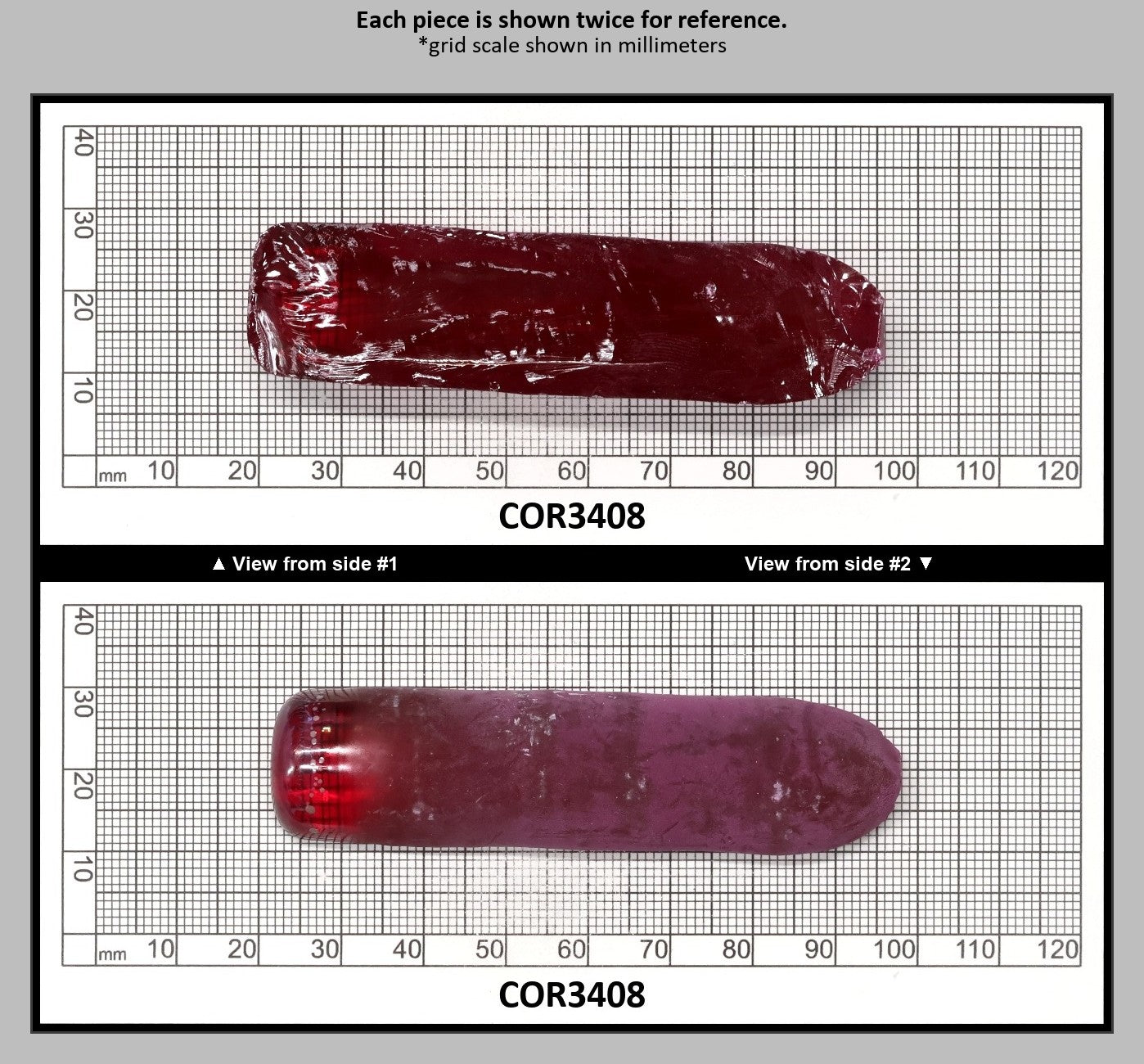 Dark Pink #4 Lab Created Corundum Sapphire Faceting Rough for Gem Cutting - Various Sizes - Split Boule : COR3408