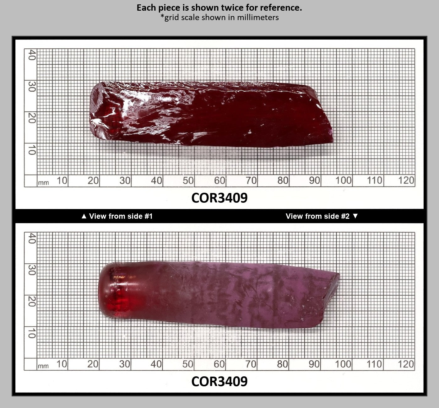 Dark Pink #4 Lab Created Corundum Sapphire Faceting Rough for Gem Cutting - Various Sizes - Split Boule : COR3409