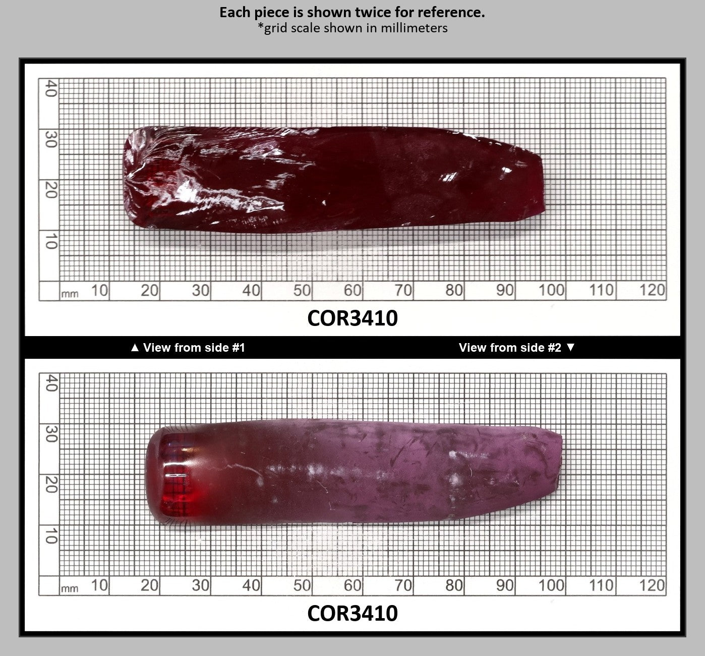 Dark Pink #4 Lab Created Corundum Sapphire Faceting Rough for Gem Cutting - Various Sizes - Split Boule : COR3410