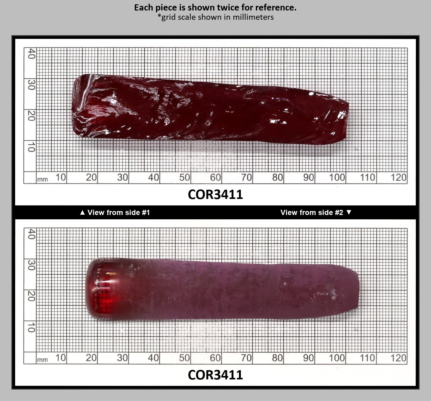 Dark Pink #4 Lab Created Corundum Sapphire Faceting Rough for Gem Cutting - Various Sizes - Split Boule : COR3411