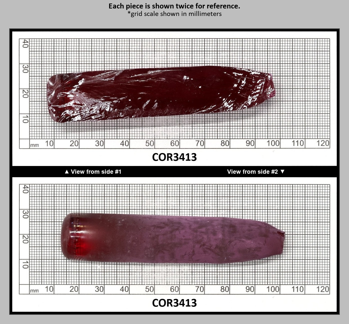 Dark Pink #4 Lab Created Corundum Sapphire Faceting Rough for Gem Cutting - Various Sizes - Split Boule : COR3413