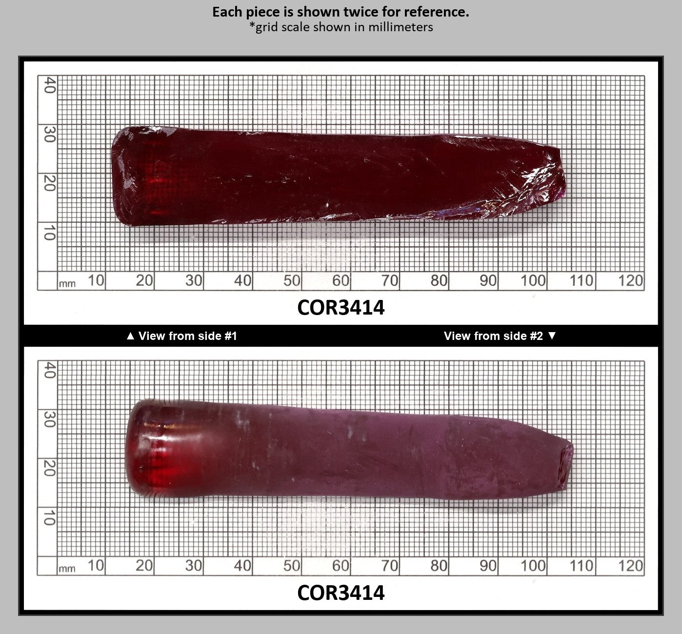 Dark Pink #4 Lab Created Corundum Sapphire Faceting Rough for Gem Cutting - Various Sizes - Split Boule : COR3414