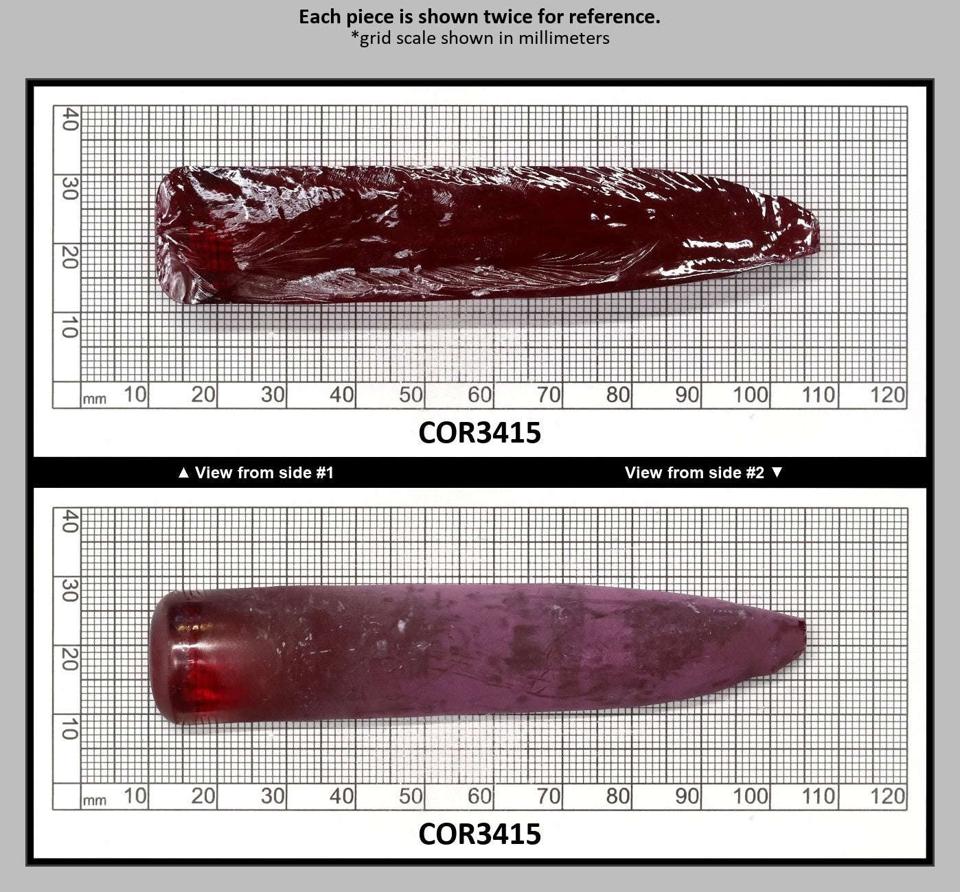 Dark Pink #4 Lab Created Corundum Sapphire Faceting Rough for Gem Cutting - Various Sizes - Split Boule : COR3415