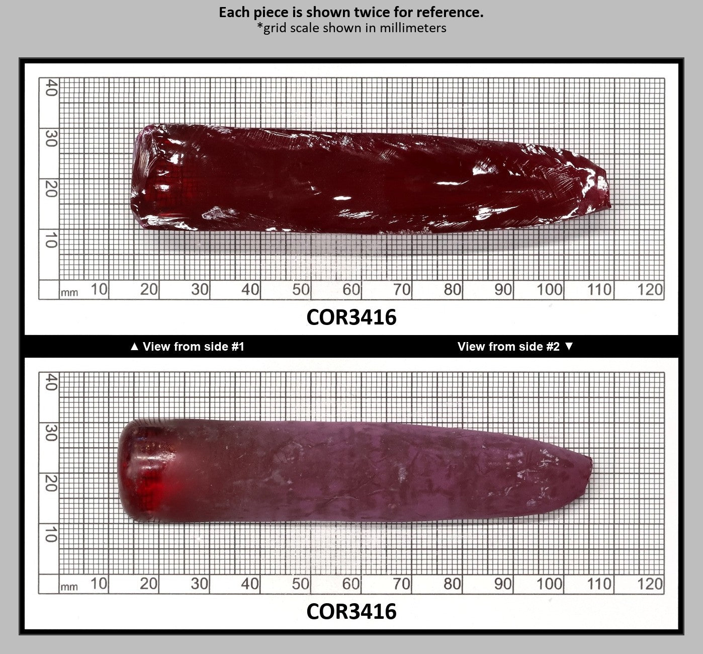 Dark Pink #4 Lab Created Corundum Sapphire Faceting Rough for Gem Cutting - Various Sizes - Split Boule : COR3416