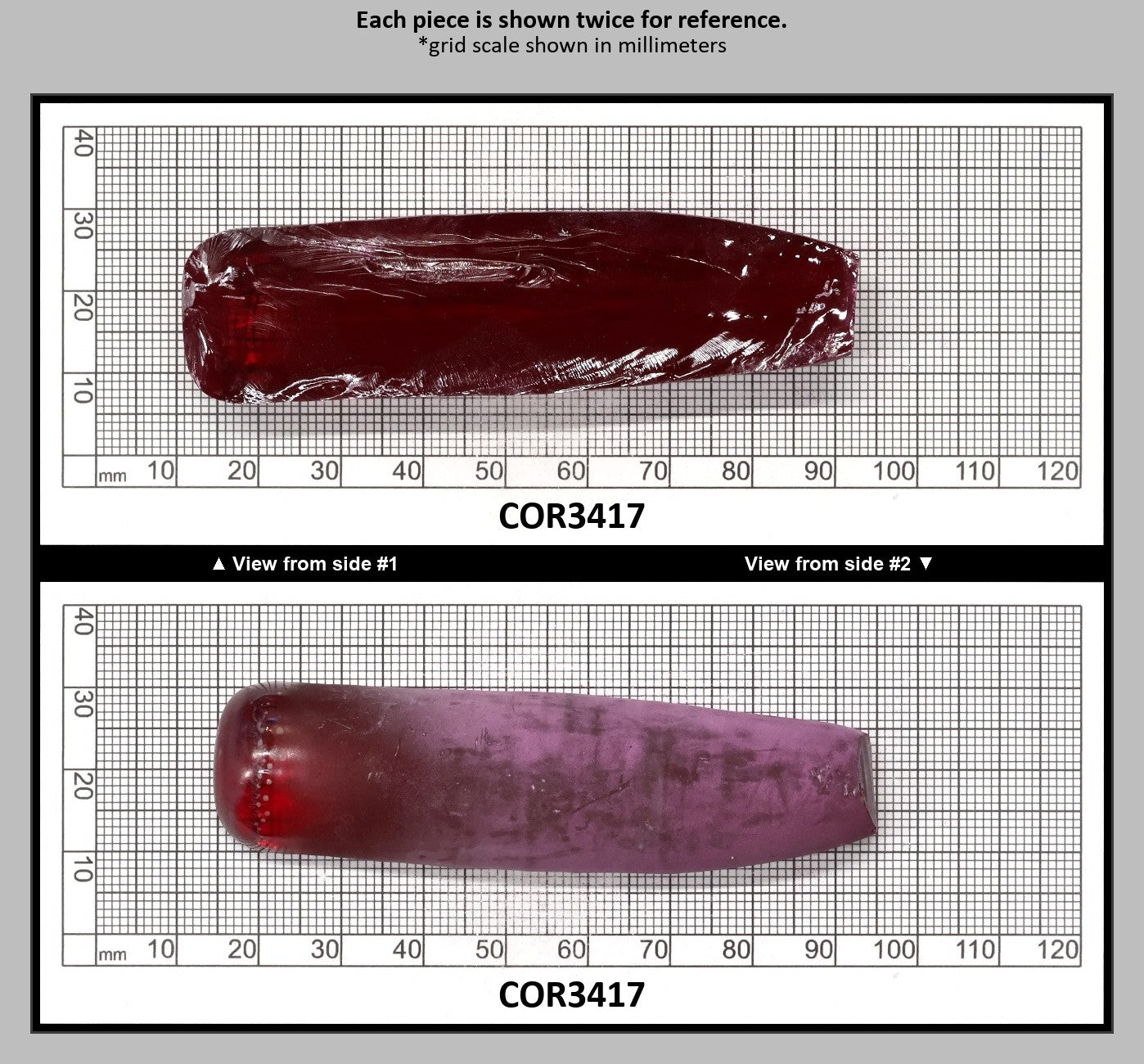 Dark Pink #4 Lab Created Corundum Sapphire Faceting Rough for Gem Cutting - Various Sizes - Split Boule : COR3417