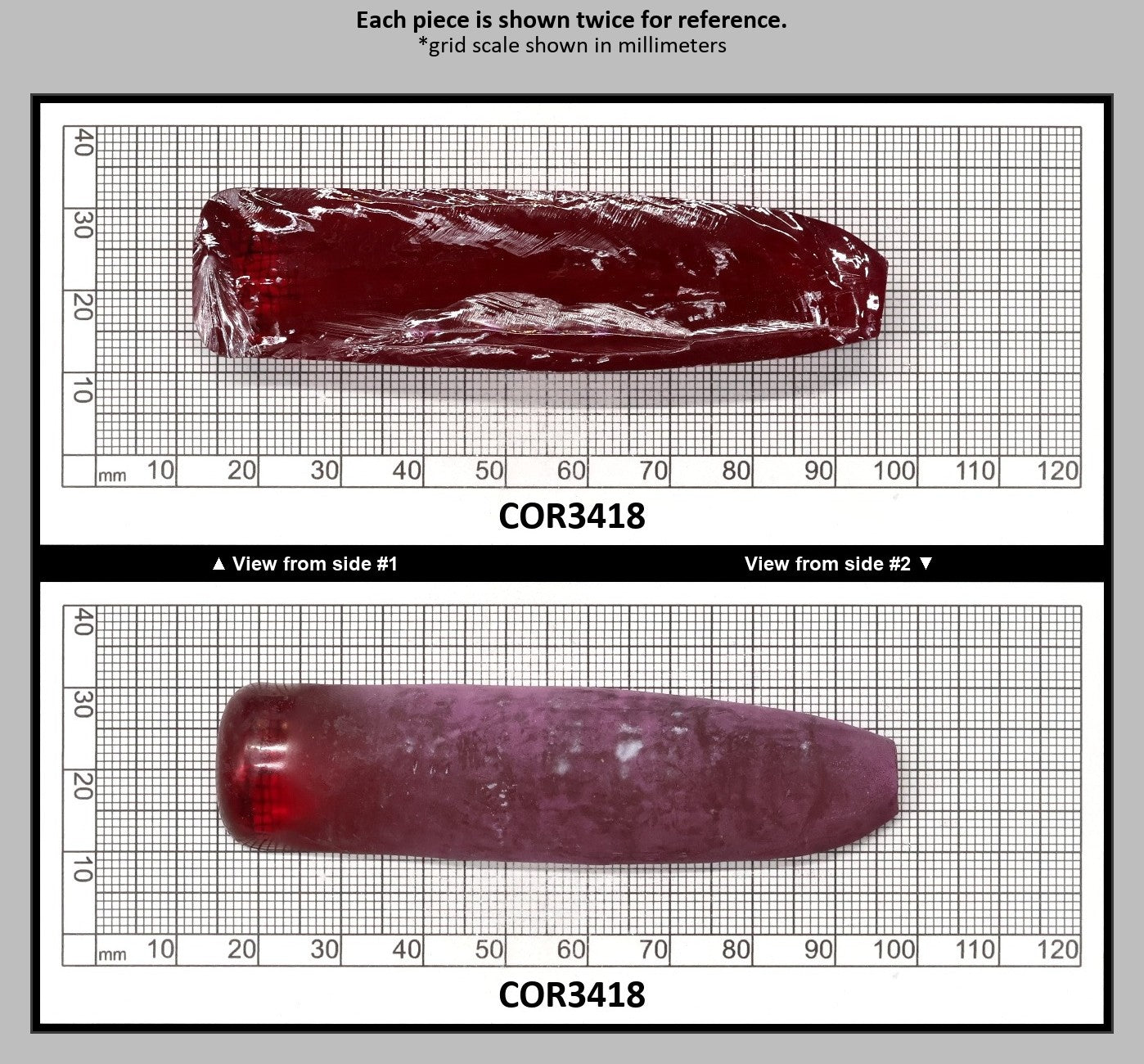 Dark Pink #4 Lab Created Corundum Sapphire Faceting Rough for Gem Cutting - Various Sizes - Split Boule : COR3418