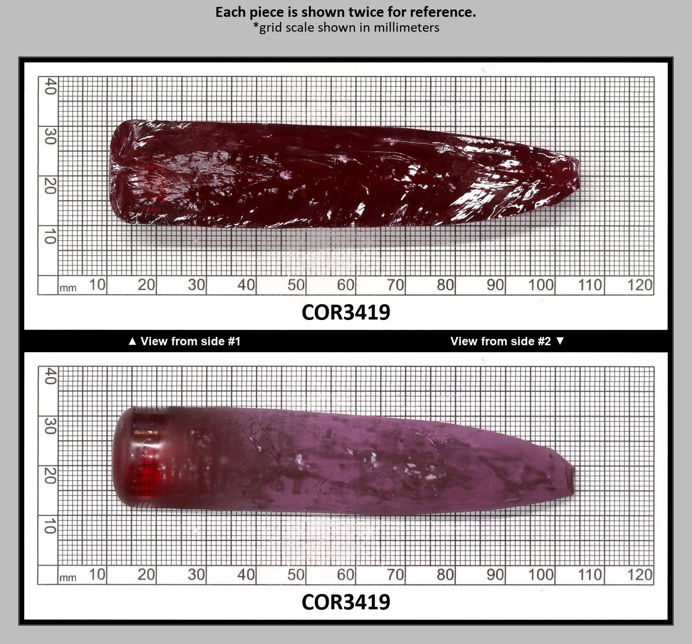 Dark Pink #4 Lab Created Corundum Sapphire Faceting Rough for Gem Cutting - Various Sizes - Split Boule : COR3419