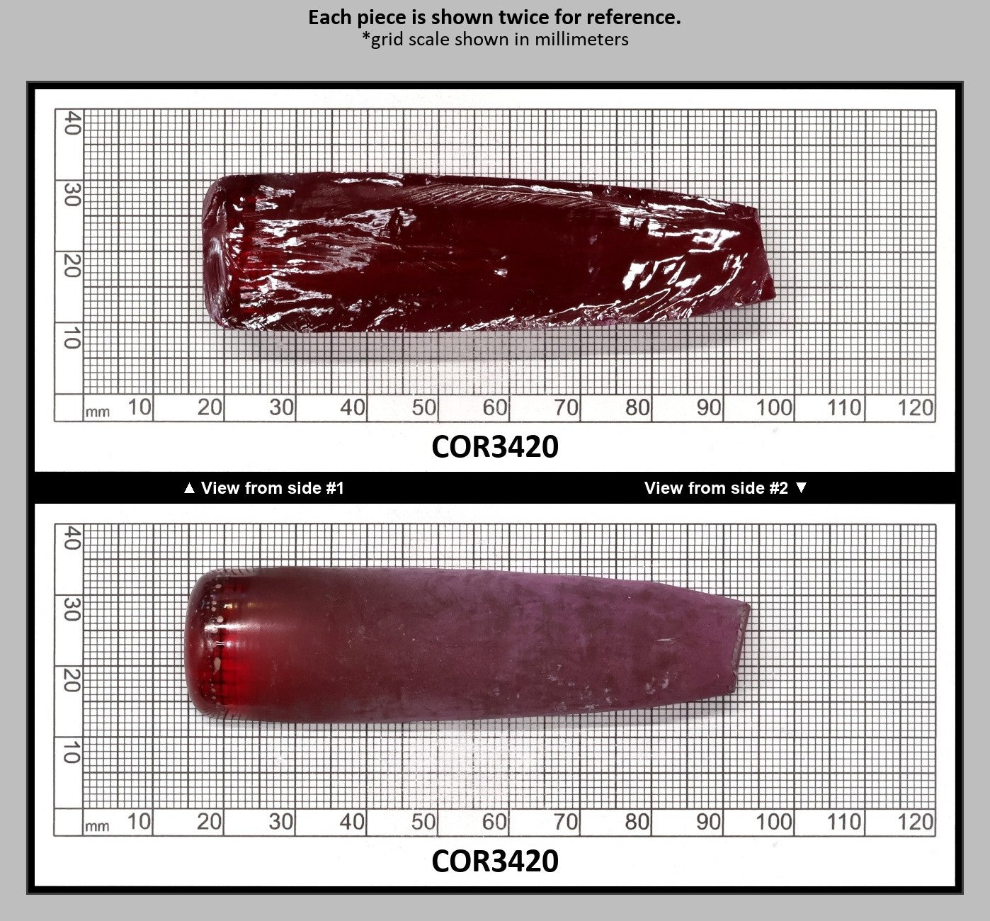 Dark Pink #4 Lab Created Corundum Sapphire Faceting Rough for Gem Cutting - Various Sizes - Split Boule : COR3420