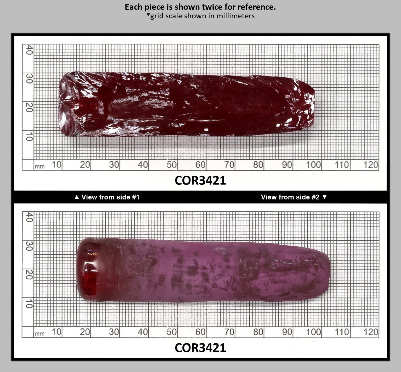 Dark Pink #4 Lab Created Corundum Sapphire Faceting Rough for Gem Cutting - Various Sizes - Split Boule : COR3421