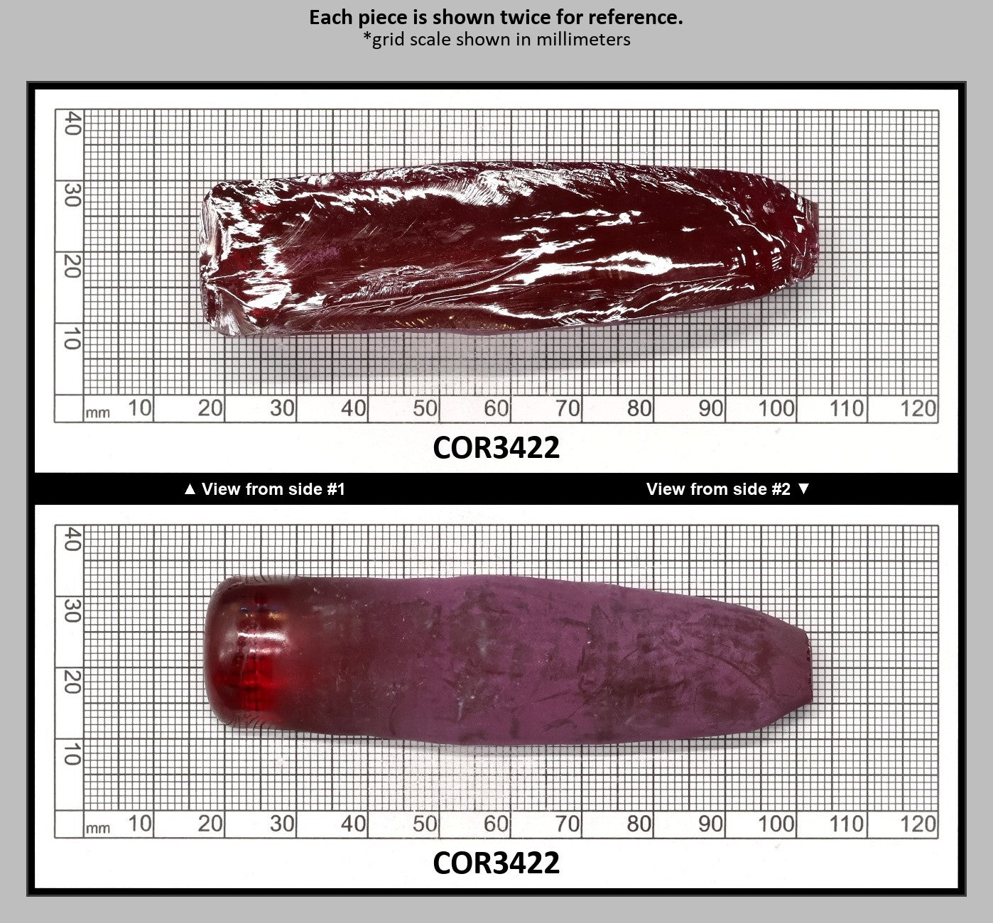 Dark Pink #4 Lab Created Corundum Sapphire Faceting Rough for Gem Cutting - Various Sizes - Split Boule : COR3422