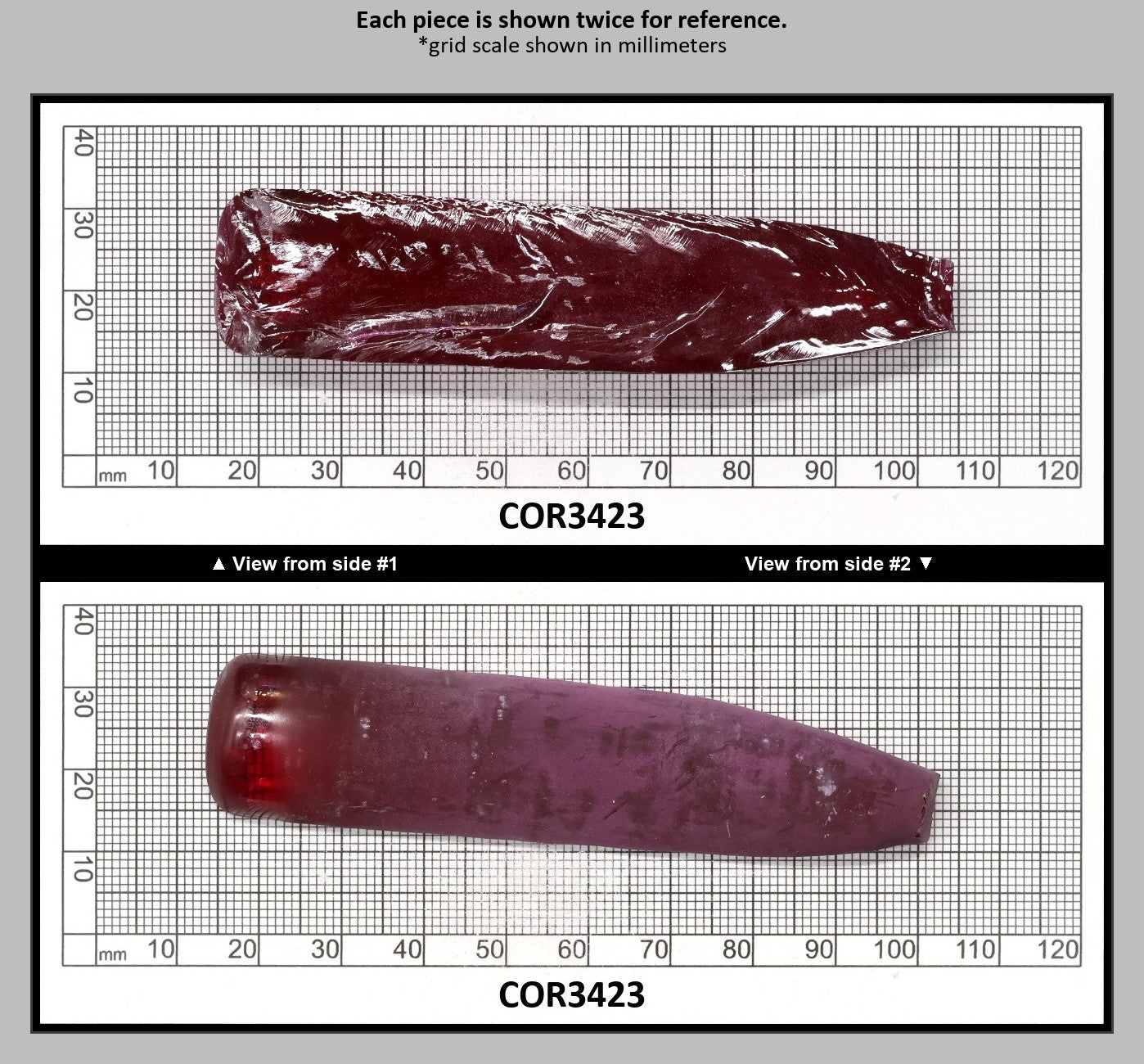 Dark Pink #4 Lab Created Corundum Sapphire Faceting Rough for Gem Cutting - Various Sizes - Split Boule : COR3423