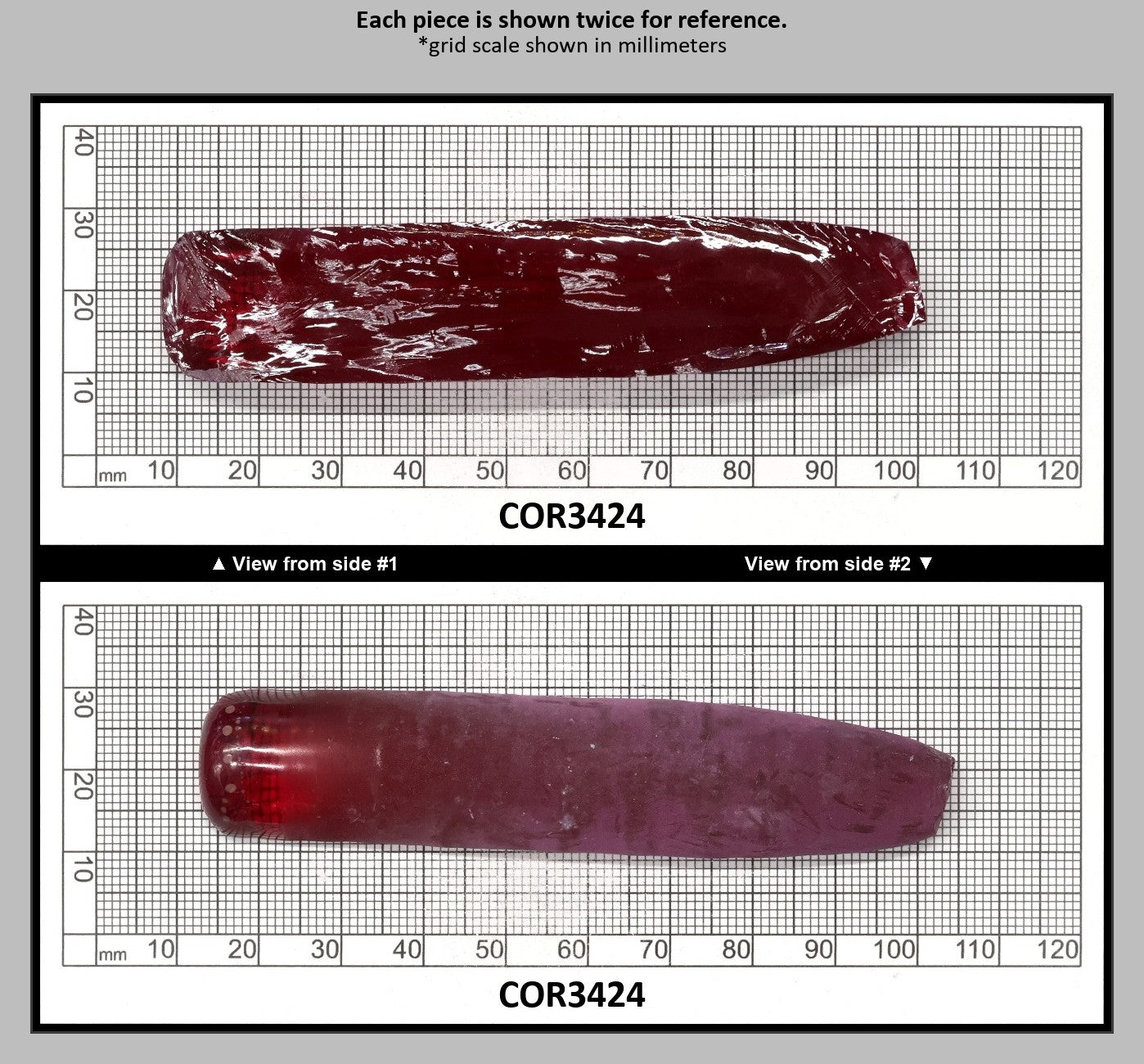 Dark Pink #4 Lab Created Corundum Sapphire Faceting Rough for Gem Cutting - Various Sizes - Split Boule : COR3424