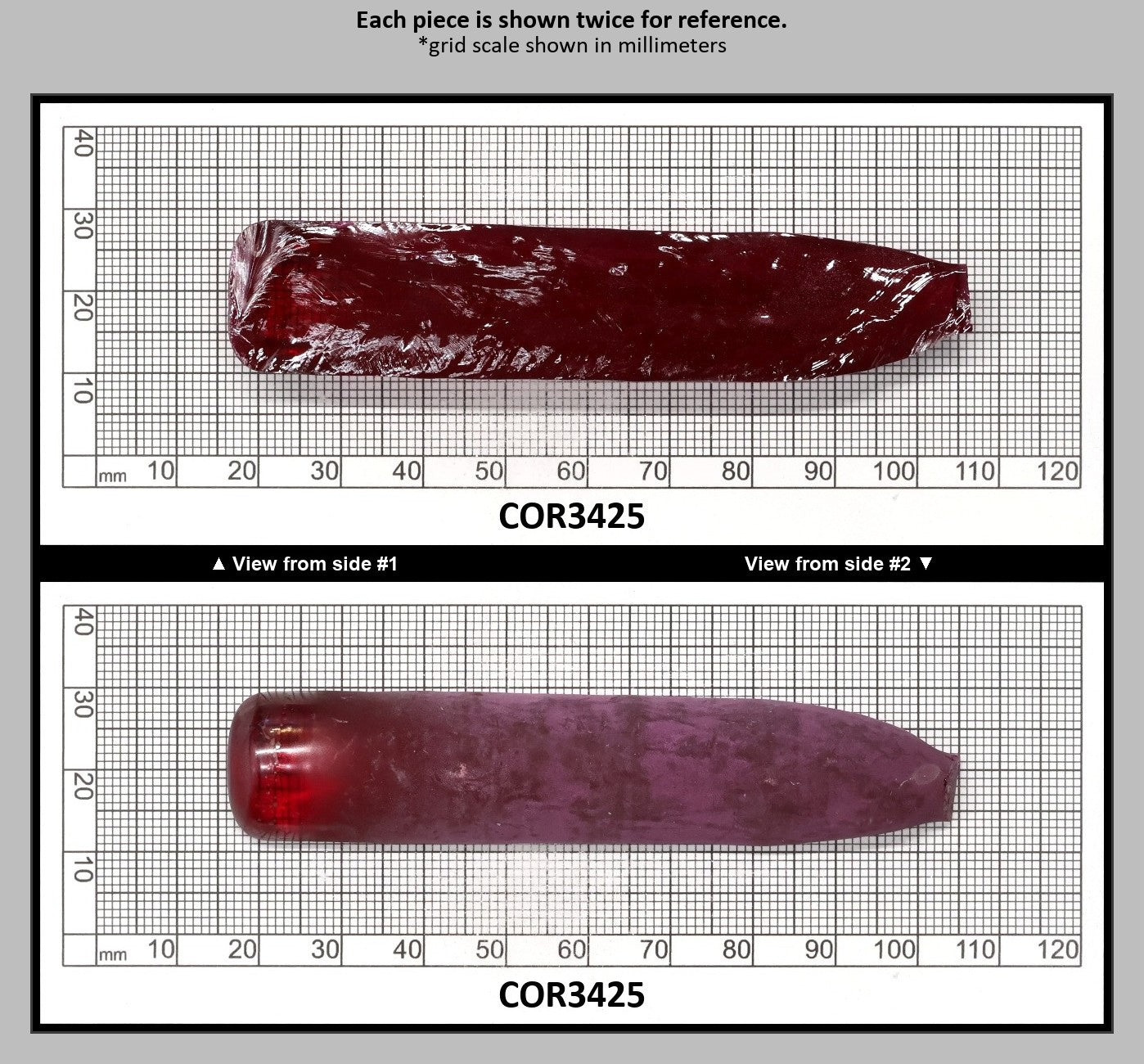 Dark Pink #4 Lab Created Corundum Sapphire Faceting Rough for Gem Cutting - Various Sizes - Split Boule : COR3425