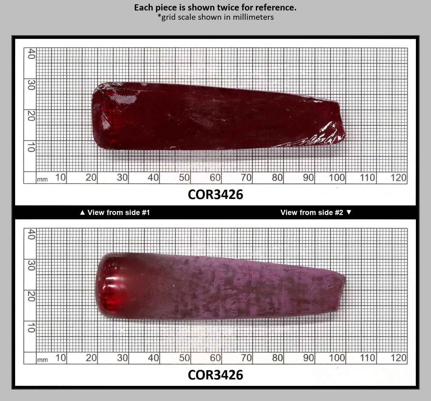 Dark Pink #4 Lab Created Corundum Sapphire Faceting Rough for Gem Cutting - Various Sizes - Split Boule : COR3426