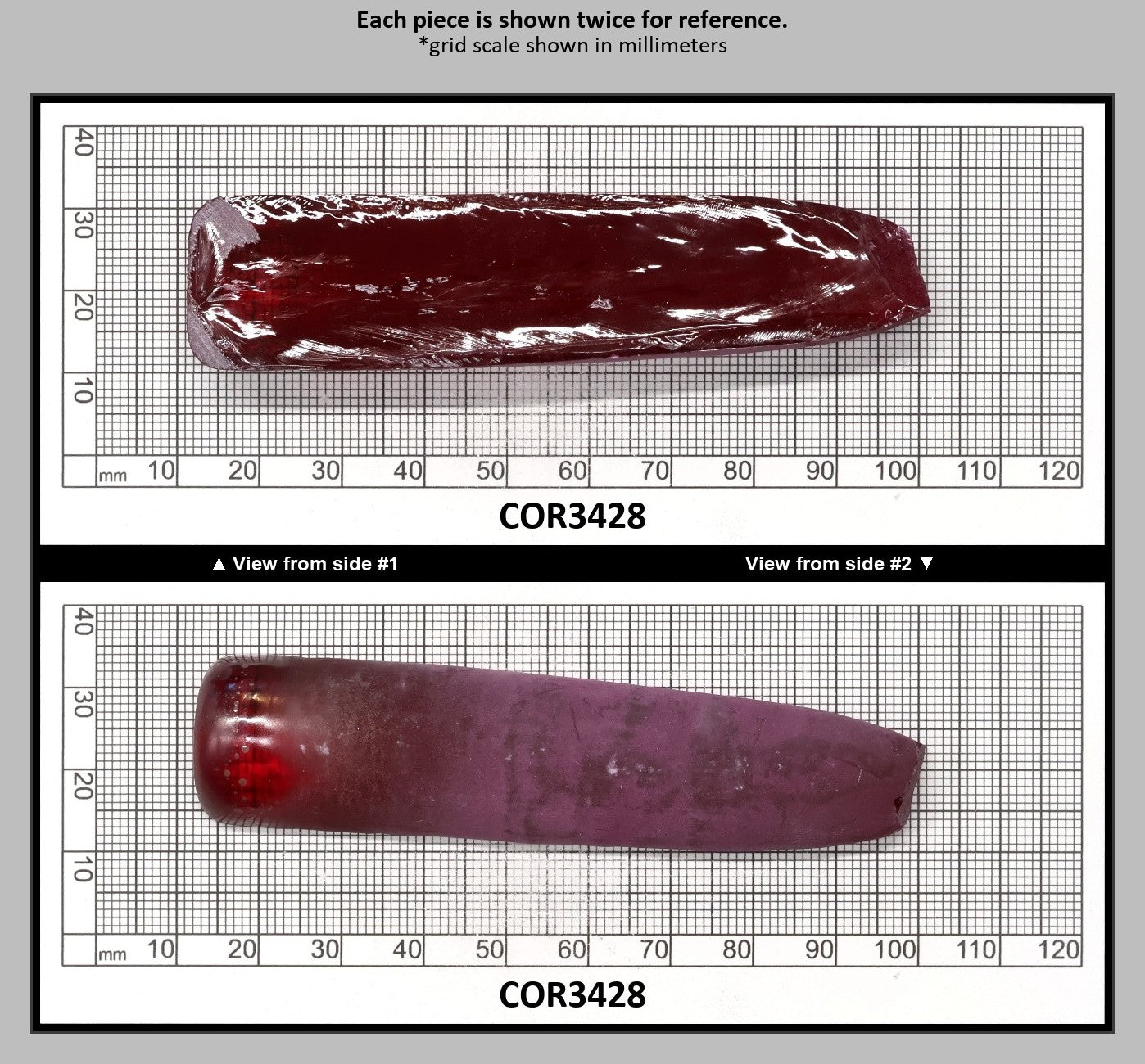 Dark Pink #4 Lab Created Corundum Sapphire Faceting Rough for Gem Cutting - Various Sizes - Split Boule : COR3428