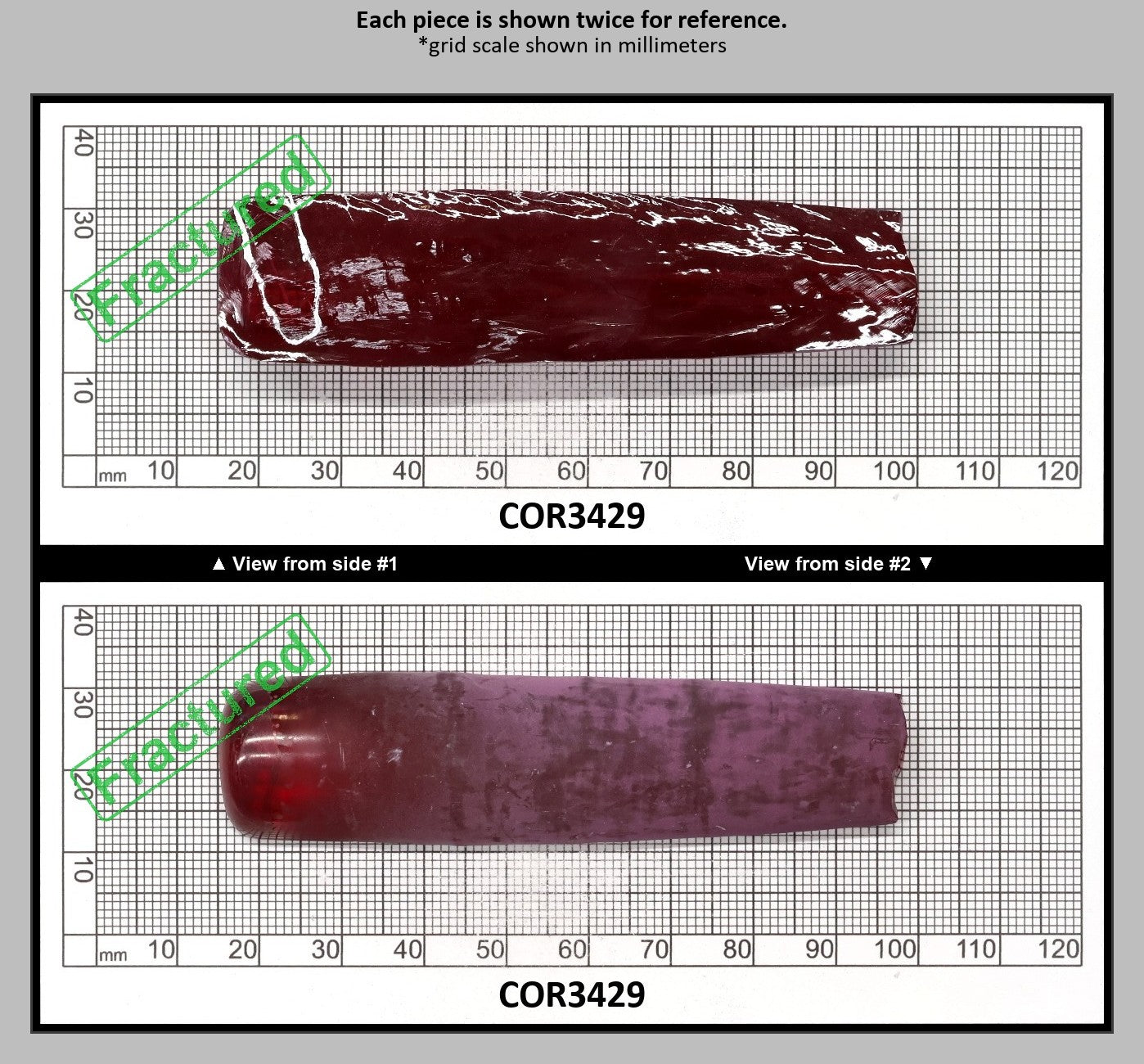 Dark Pink #4 Lab Created Corundum Sapphire Faceting Rough for Gem Cutting - Various Sizes - Split Boule : COR3429