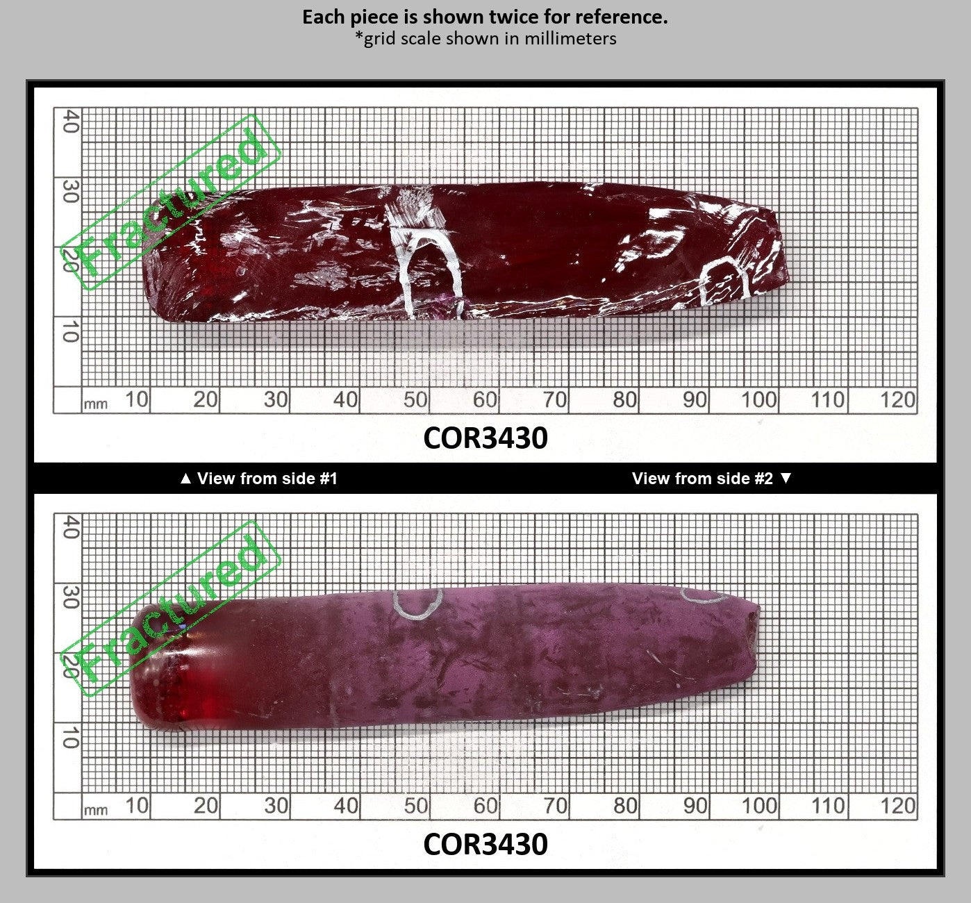 Dark Pink #4 Lab Created Corundum Sapphire Faceting Rough for Gem Cutting - Various Sizes - Split Boule : COR3430