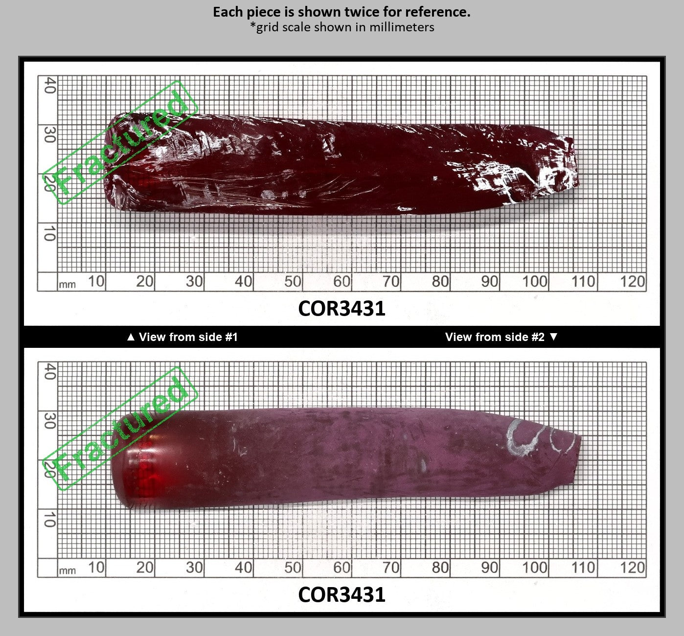 Dark Pink #4 Lab Created Corundum Sapphire Faceting Rough for Gem Cutting - Various Sizes - Split Boule : COR3431