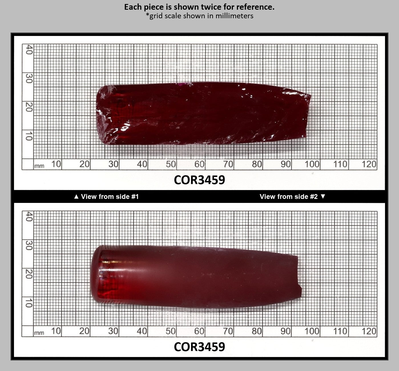 Ruby Red #5 Lab Created Corundum Sapphire Faceting Rough for Gem Cutting - Various Sizes - Split Boule : COR3459