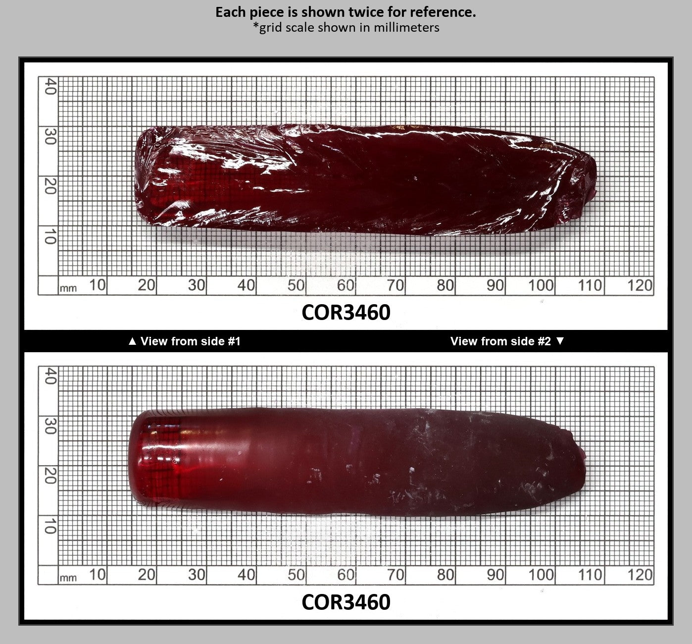 Ruby Red #5 Lab Created Corundum Sapphire Faceting Rough for Gem Cutting - Various Sizes - Split Boule : COR3460