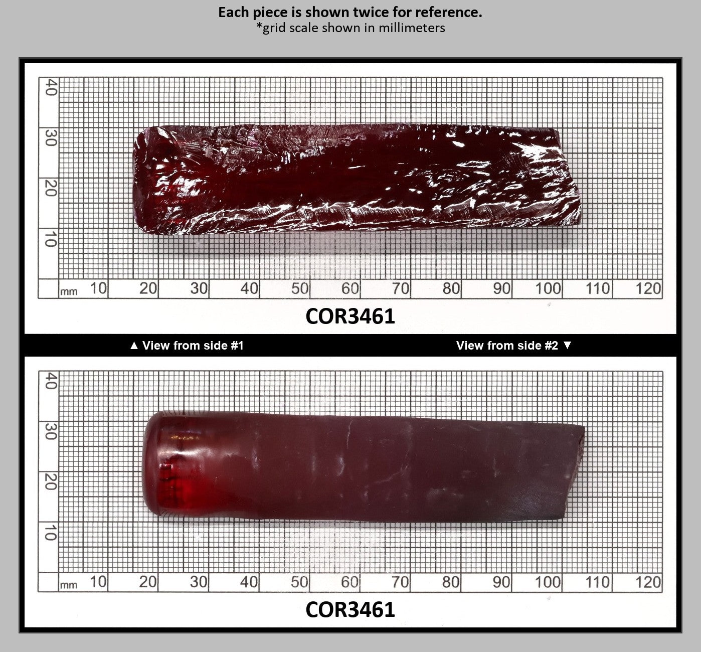 Ruby Red #5 Lab Created Corundum Sapphire Faceting Rough for Gem Cutting - Various Sizes - Split Boule : COR3461