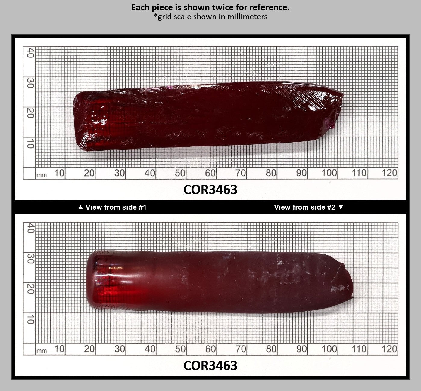 Ruby Red #5 Lab Created Corundum Sapphire Faceting Rough for Gem Cutting - Various Sizes - Split Boule : COR3463