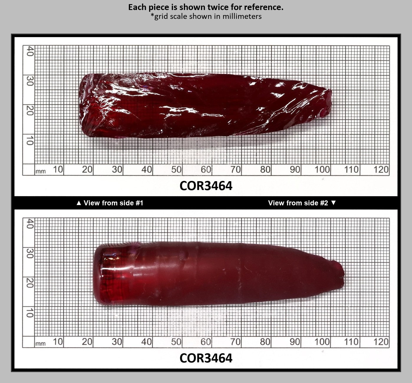 Ruby Red #5 Lab Created Corundum Sapphire Faceting Rough for Gem Cutting - Various Sizes - Split Boule : COR3464