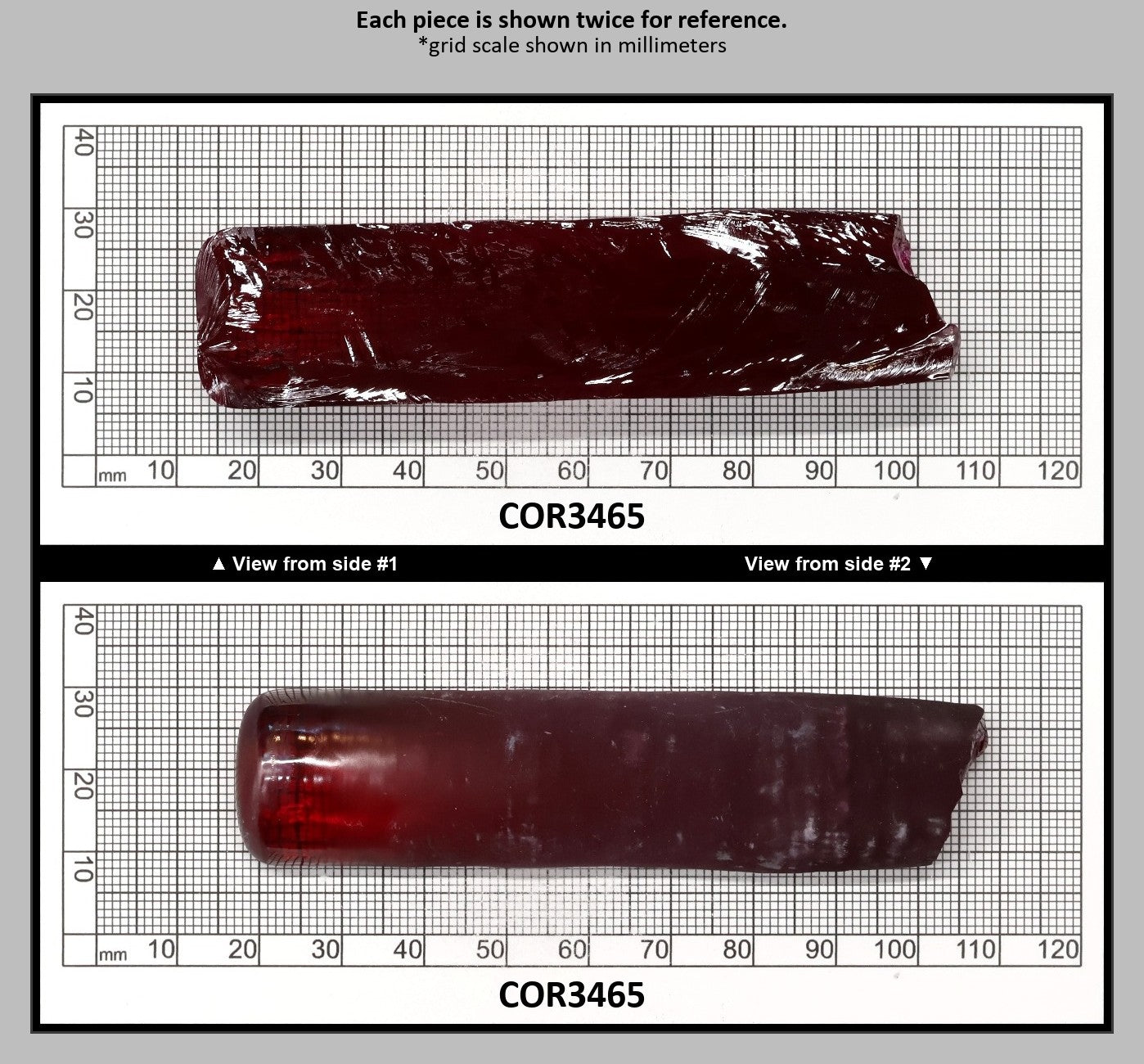 Ruby Red #5 Lab Created Corundum Sapphire Faceting Rough for Gem Cutting - Various Sizes - Split Boule : COR3465