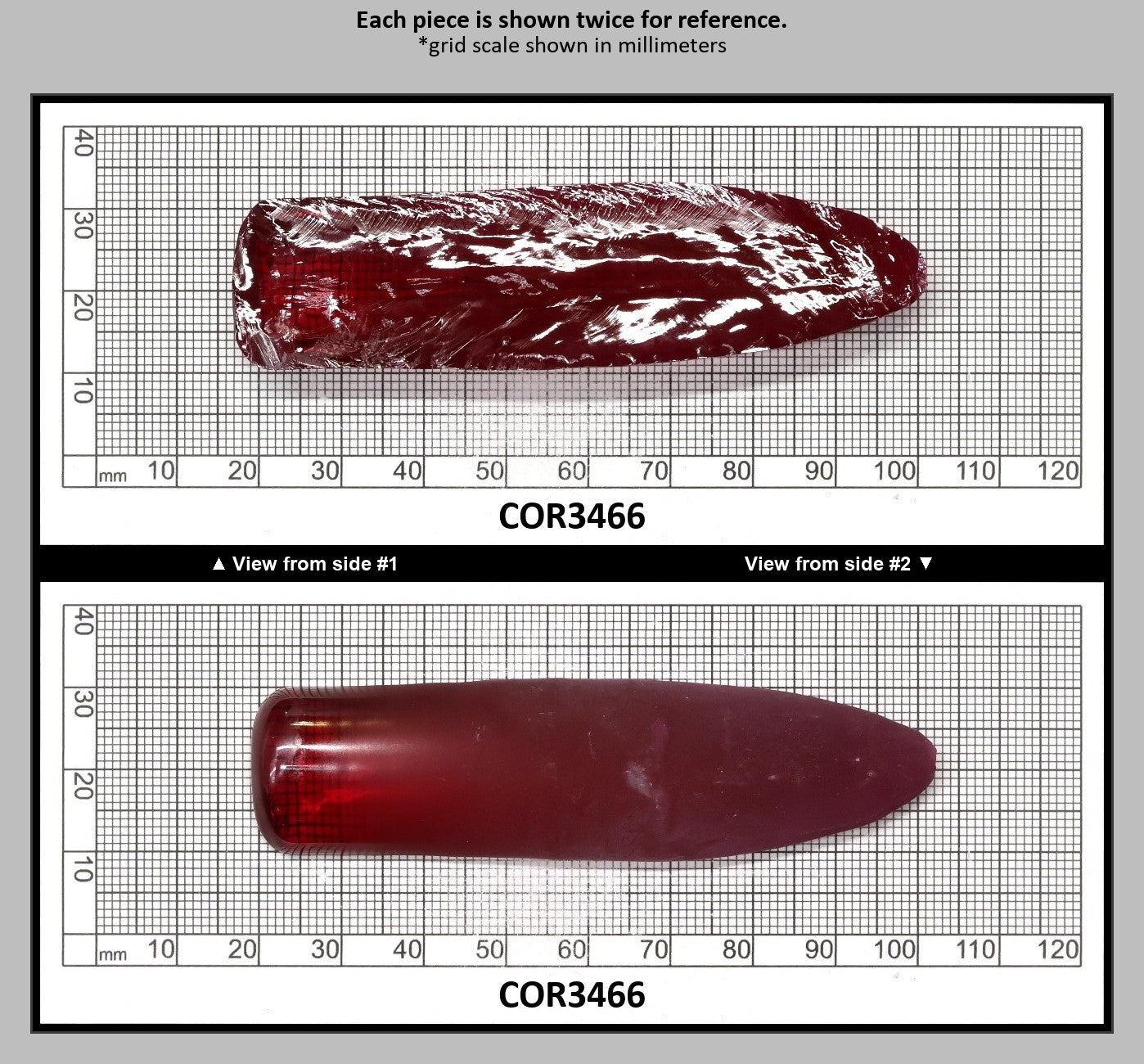 Ruby Red #5 Lab Created Corundum Sapphire Faceting Rough for Gem Cutting - Various Sizes - Split Boule : COR3466