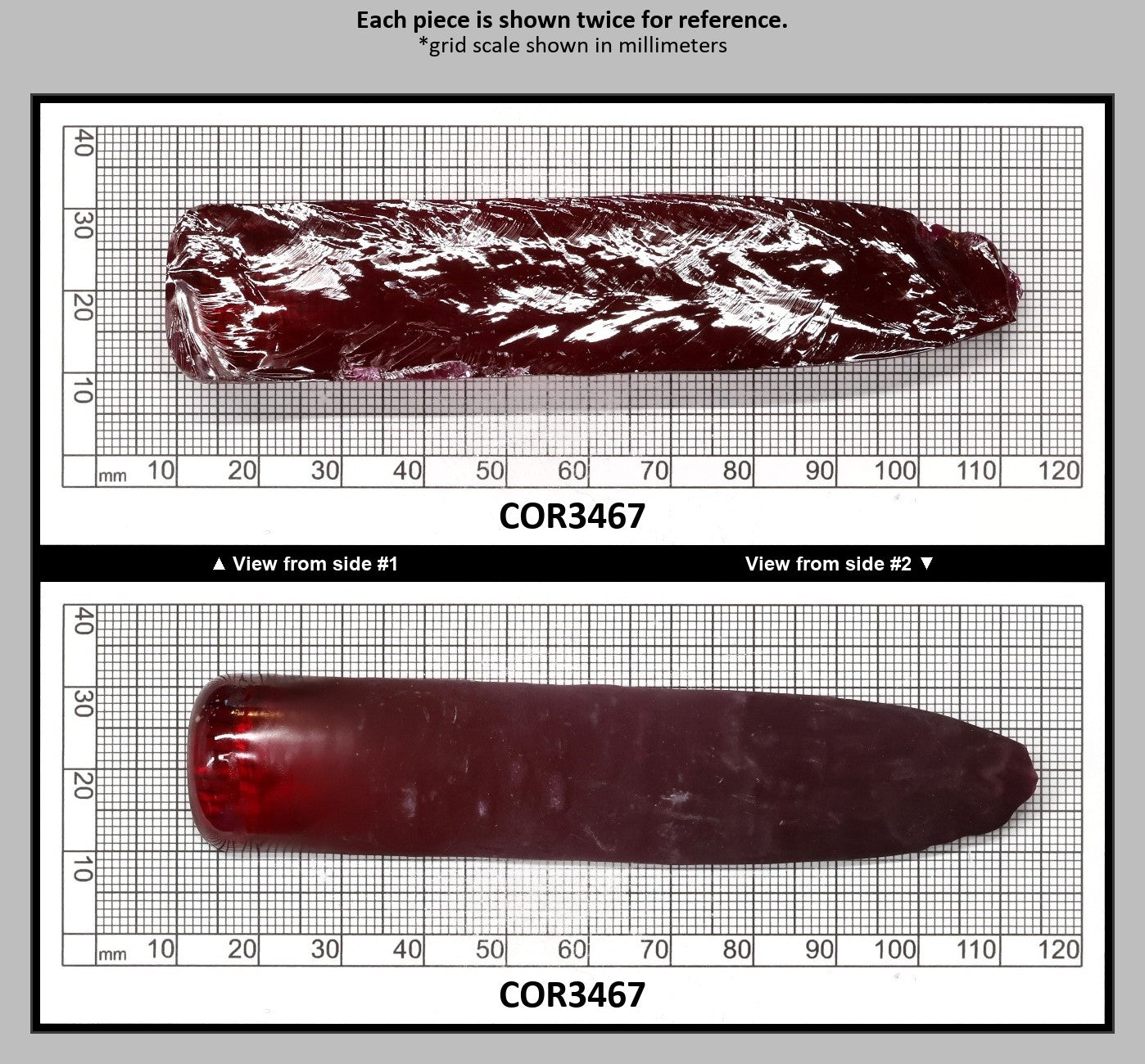 Ruby Red #5 Lab Created Corundum Sapphire Faceting Rough for Gem Cutting - Various Sizes - Split Boule : COR3467