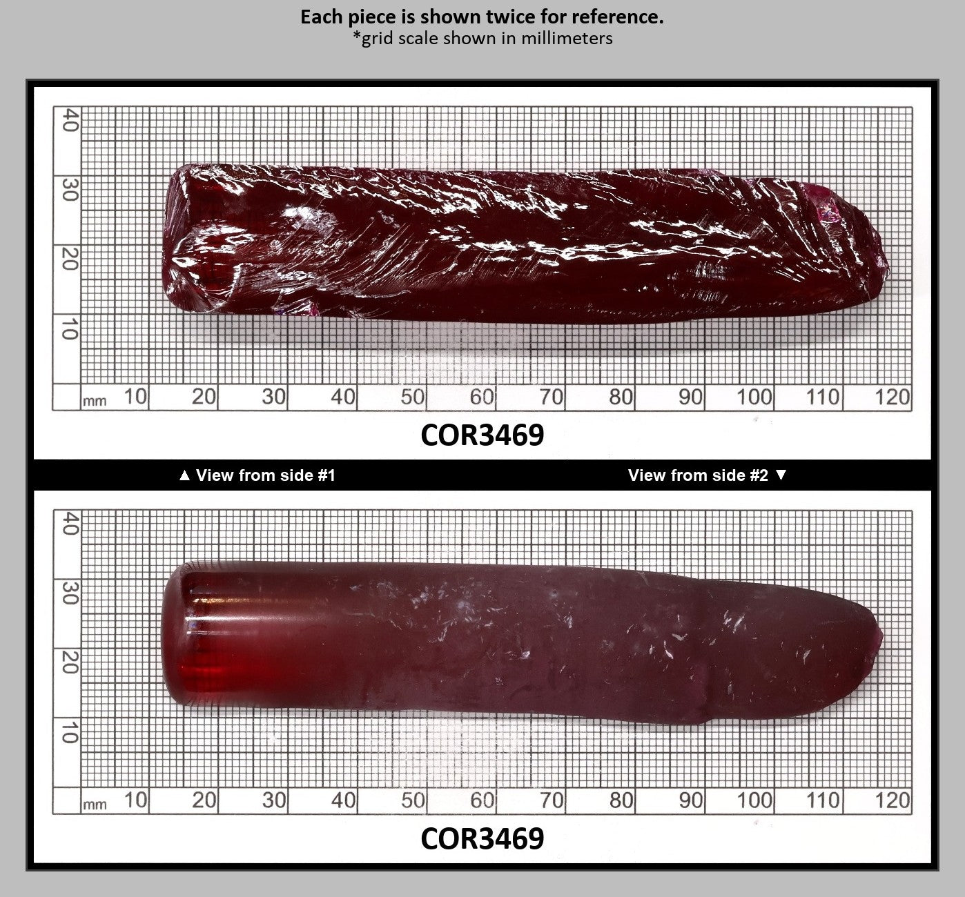 Ruby Red #5 Lab Created Corundum Sapphire Faceting Rough for Gem Cutting - Various Sizes - Split Boule : COR3469