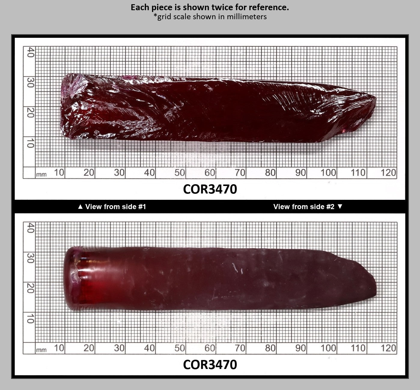 Ruby Red #5 Lab Created Corundum Sapphire Faceting Rough for Gem Cutting - Various Sizes - Split Boule : COR3470