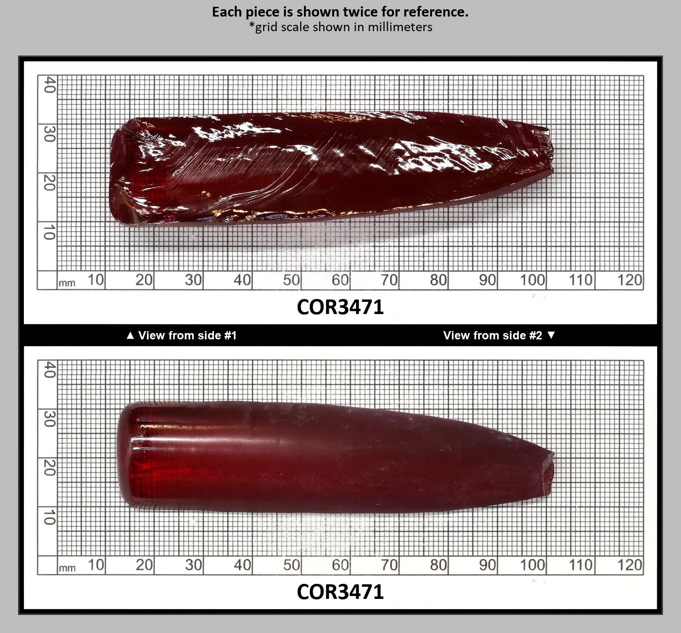 Ruby Red #5 Lab Created Corundum Sapphire Faceting Rough for Gem Cutting - Various Sizes - Split Boule : COR3471