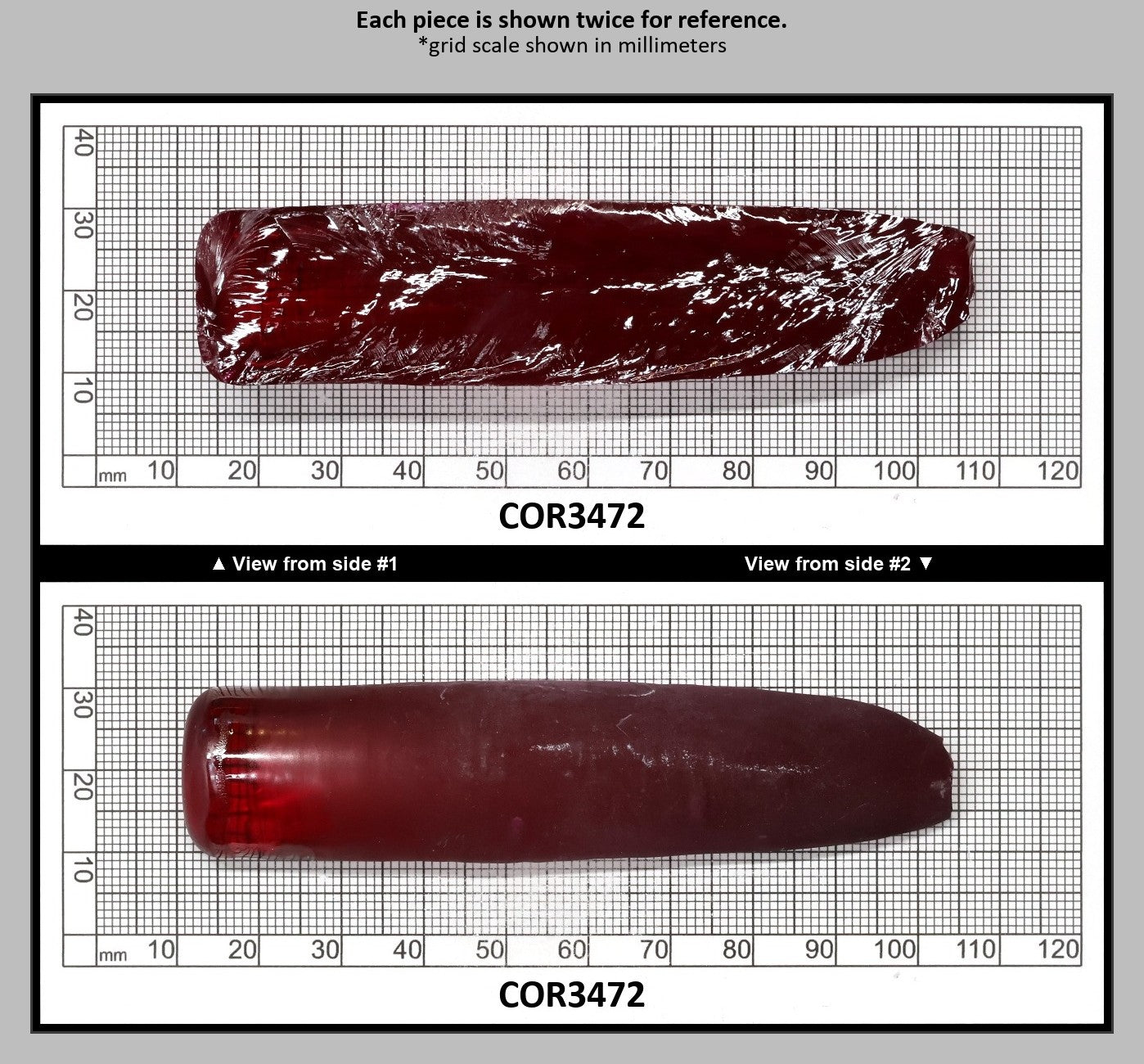 Ruby Red #5 Lab Created Corundum Sapphire Faceting Rough for Gem Cutting - Various Sizes - Split Boule : COR3472