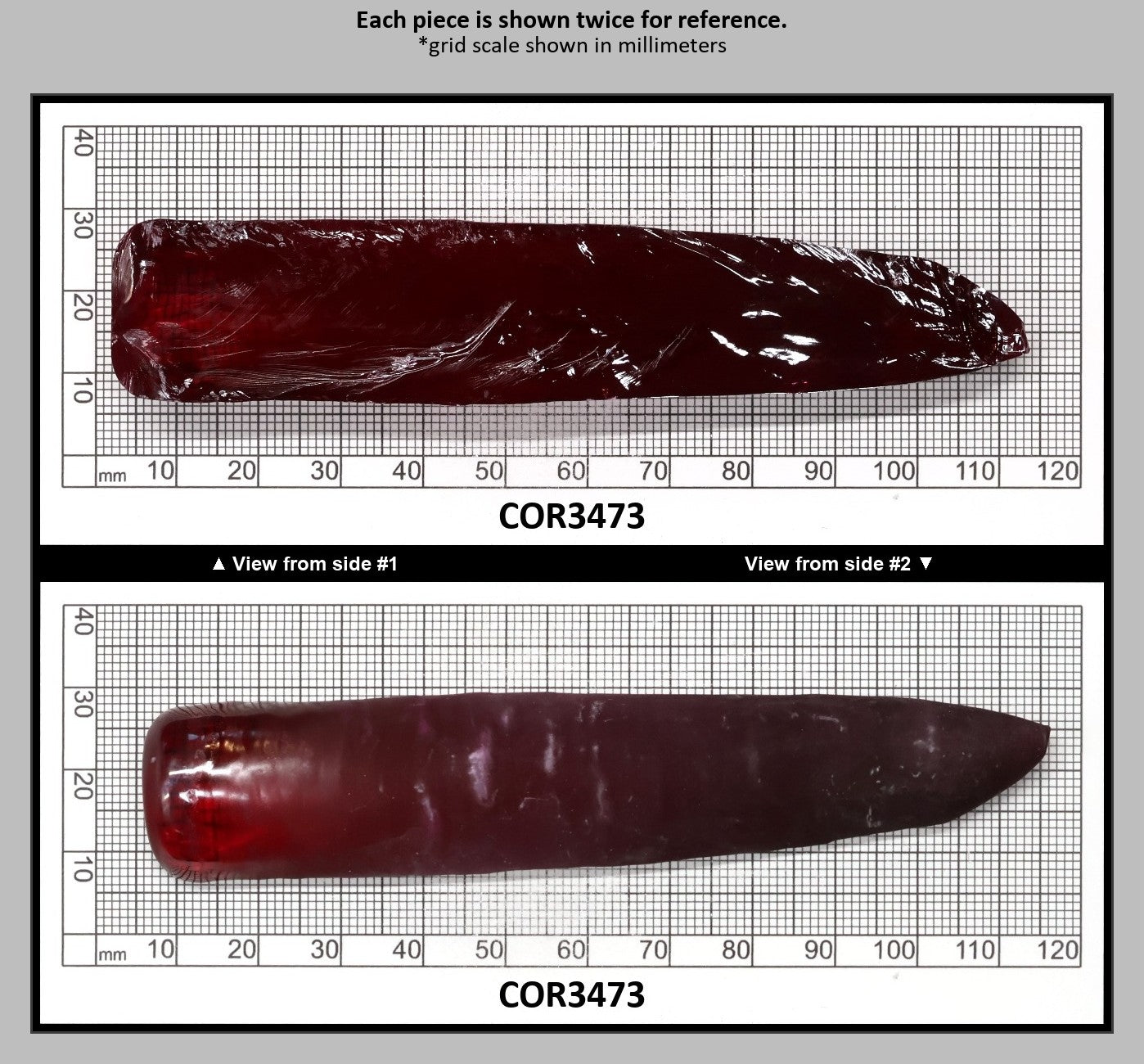 Ruby Red #5 Lab Created Corundum Sapphire Faceting Rough for Gem Cutting - Various Sizes - Split Boule : COR3473