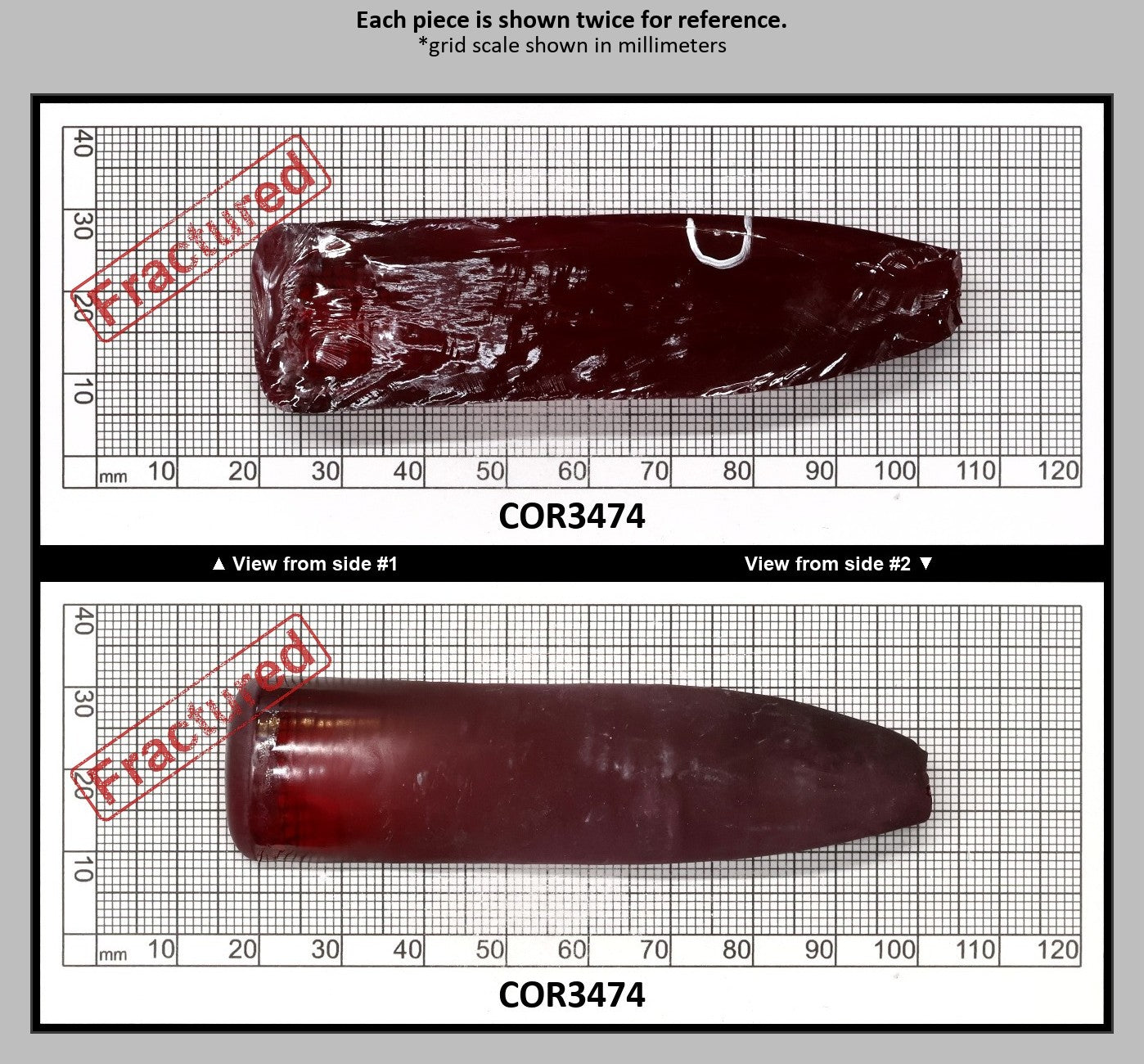 Ruby Red #5 Lab Created Corundum Sapphire Faceting Rough for Gem Cutting - Various Sizes - Split Boule : COR3474