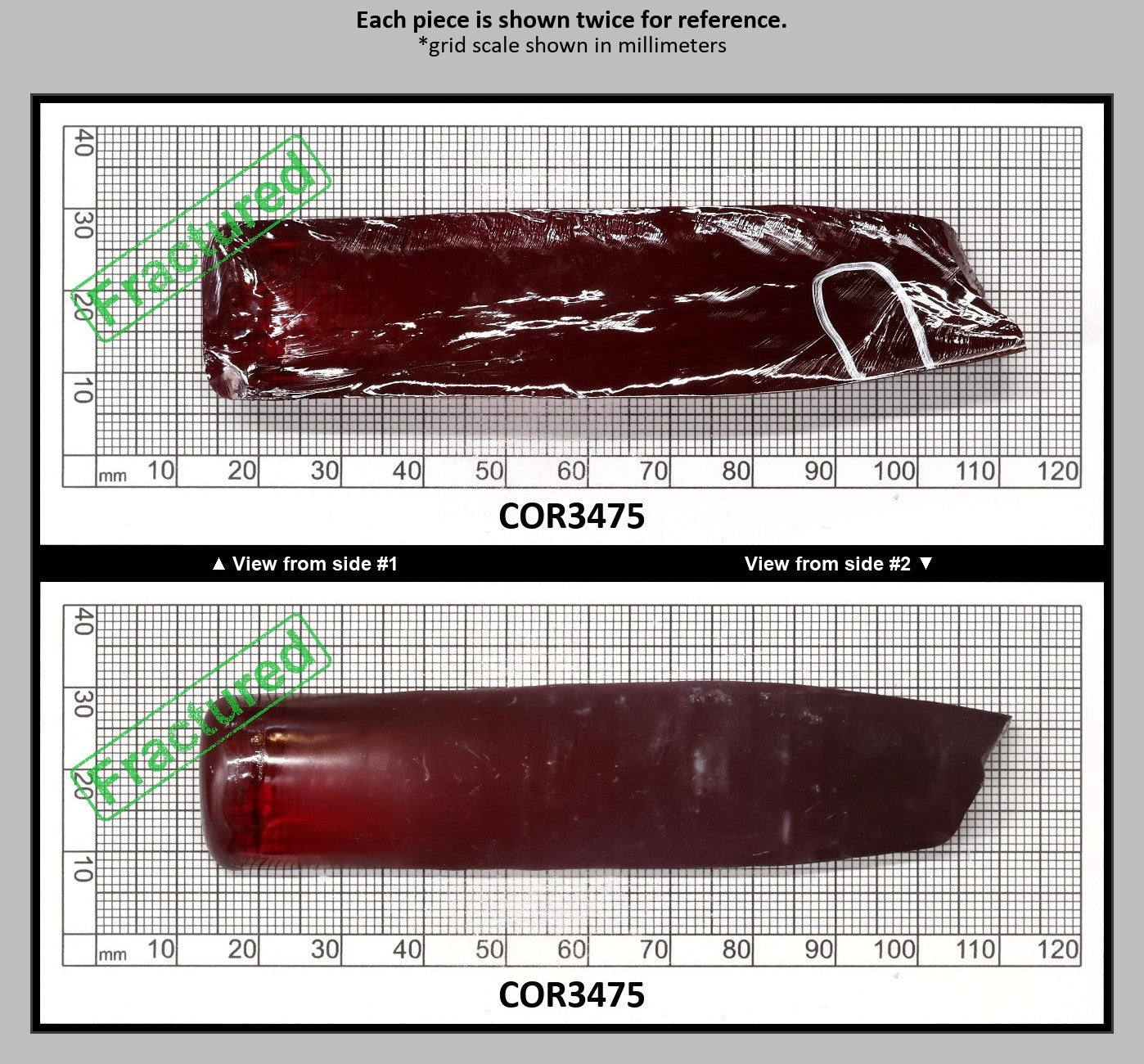 Ruby Red #5 Lab Created Corundum Sapphire Faceting Rough for Gem Cutting - Various Sizes - Split Boule : COR3475