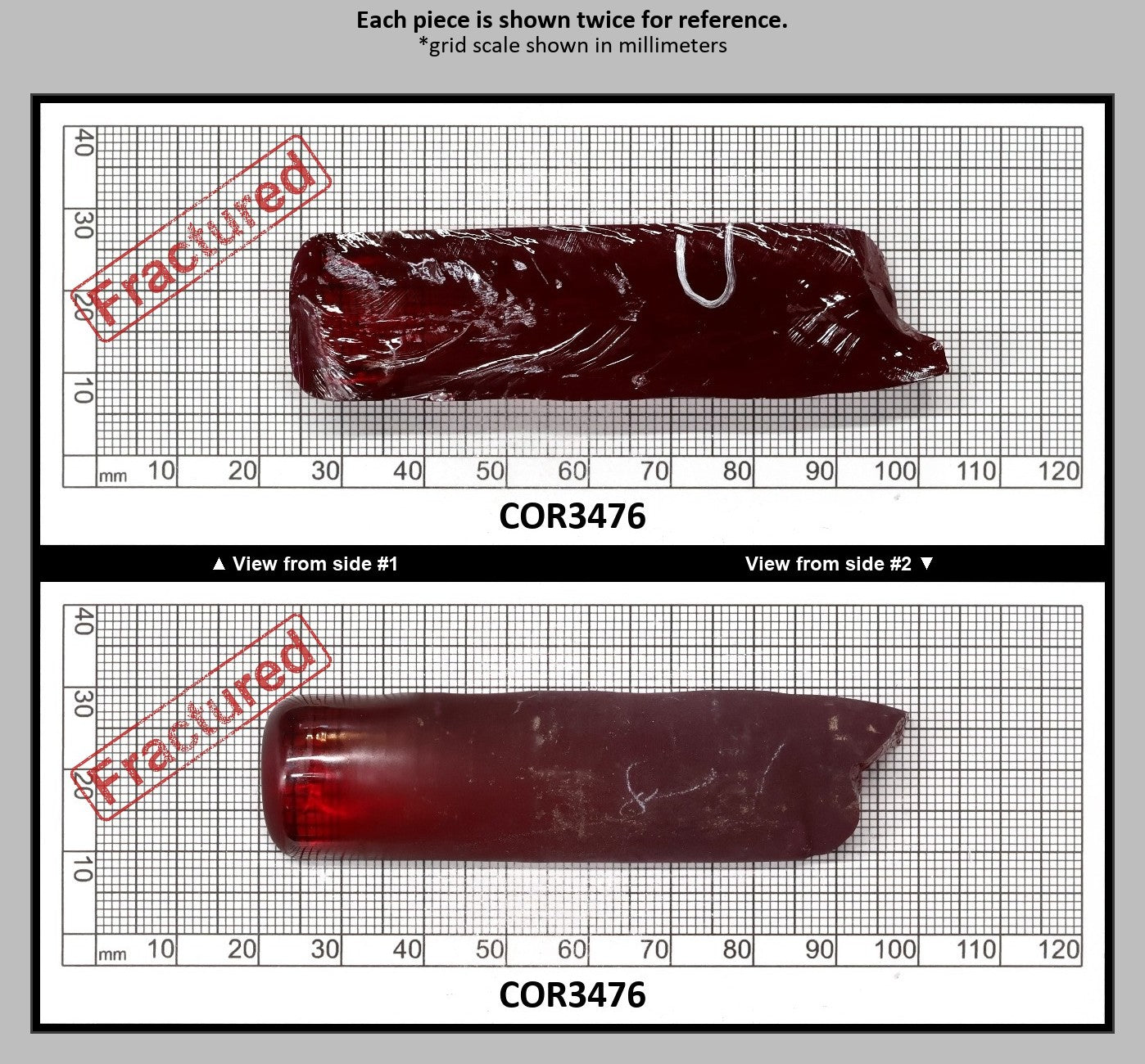 Ruby Red #5 Lab Created Corundum Sapphire Faceting Rough for Gem Cutting - Various Sizes - Split Boule : COR3476