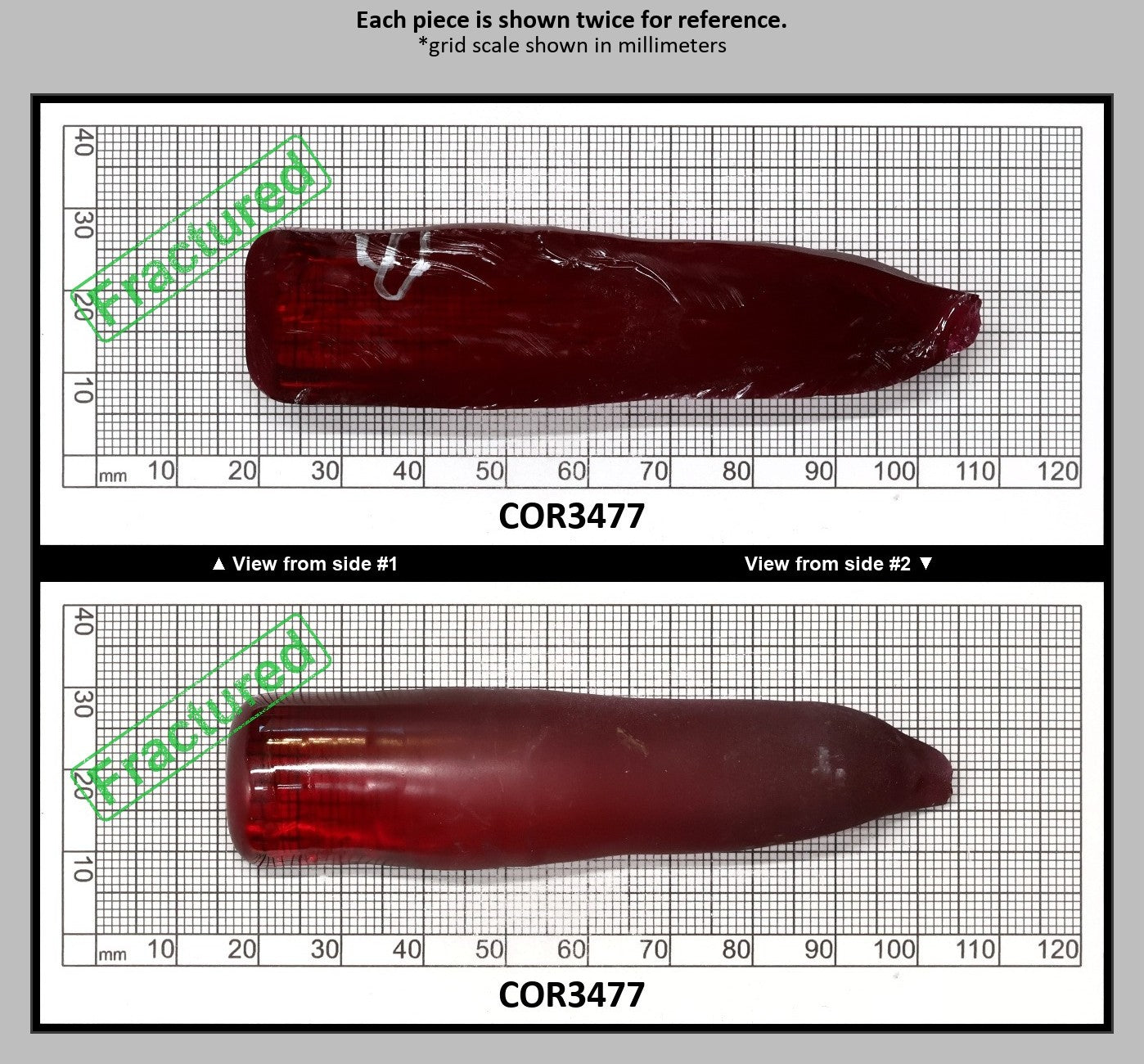 Ruby Red #5 Lab Created Corundum Sapphire Faceting Rough for Gem Cutting - Various Sizes - Split Boule : COR3477