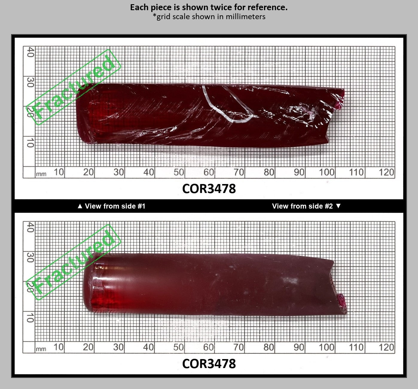 Ruby Red #5 Lab Created Corundum Sapphire Faceting Rough for Gem Cutting - Various Sizes - Split Boule : COR3478