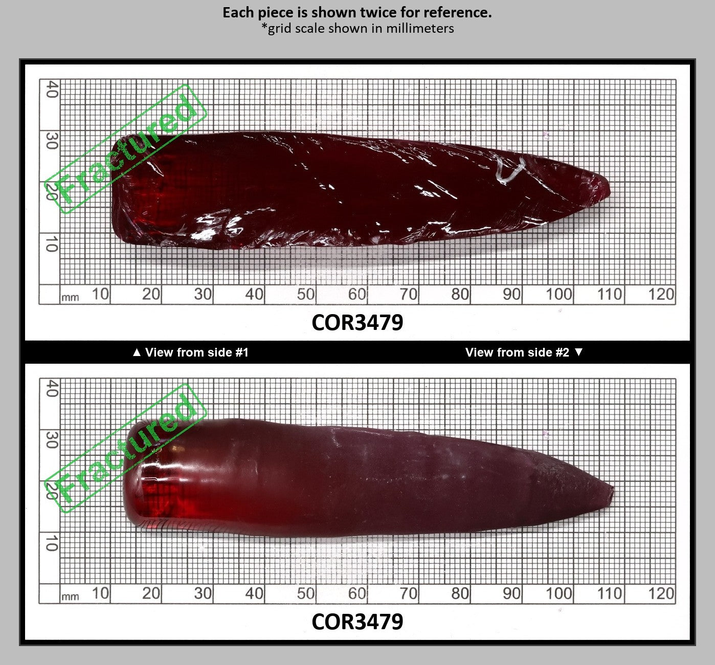 Ruby Red #5 Lab Created Corundum Sapphire Faceting Rough for Gem Cutting - Various Sizes - Split Boule : COR3479