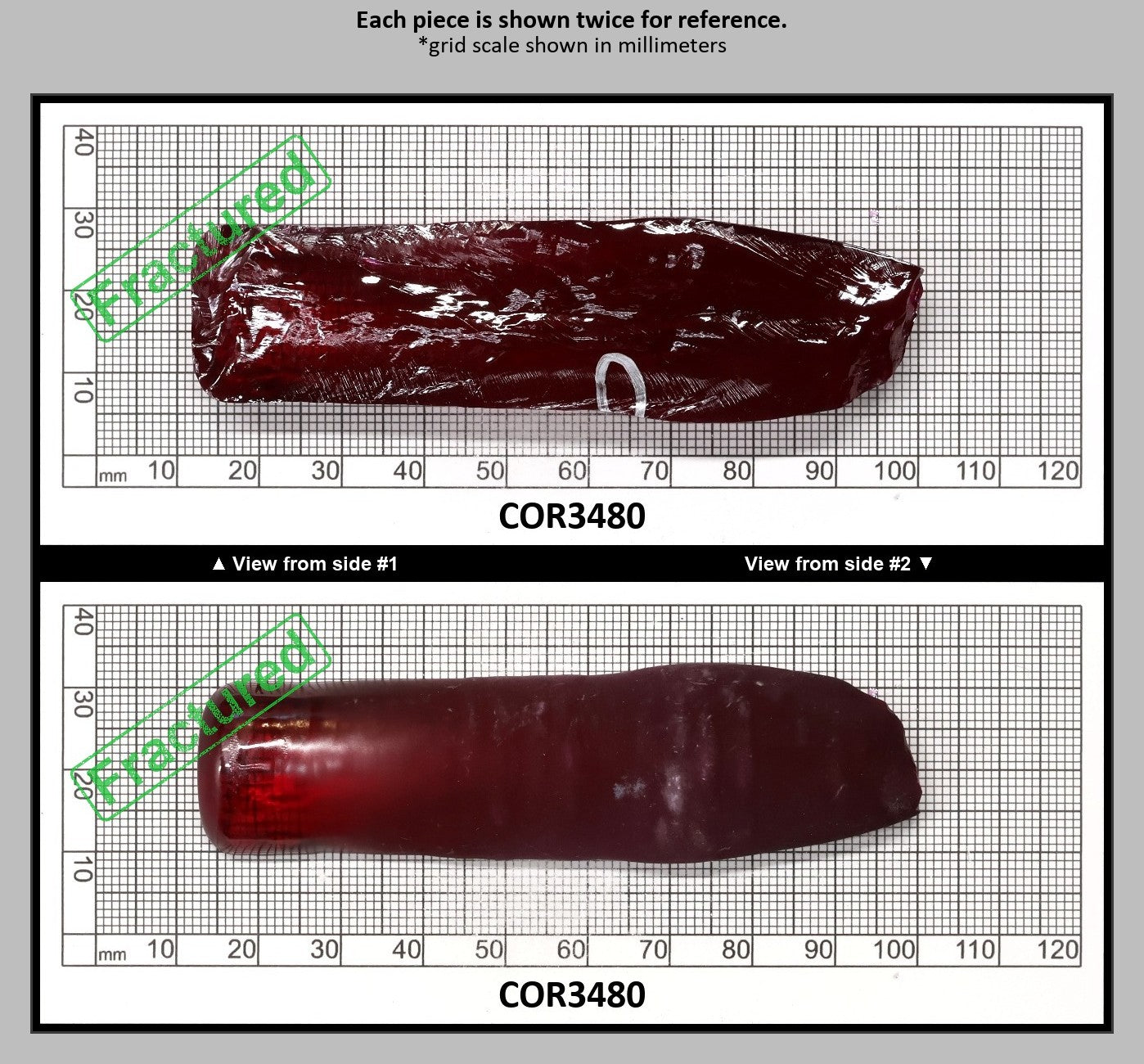 Ruby Red #5 Lab Created Corundum Sapphire Faceting Rough for Gem Cutting - Various Sizes - Split Boule : COR3480