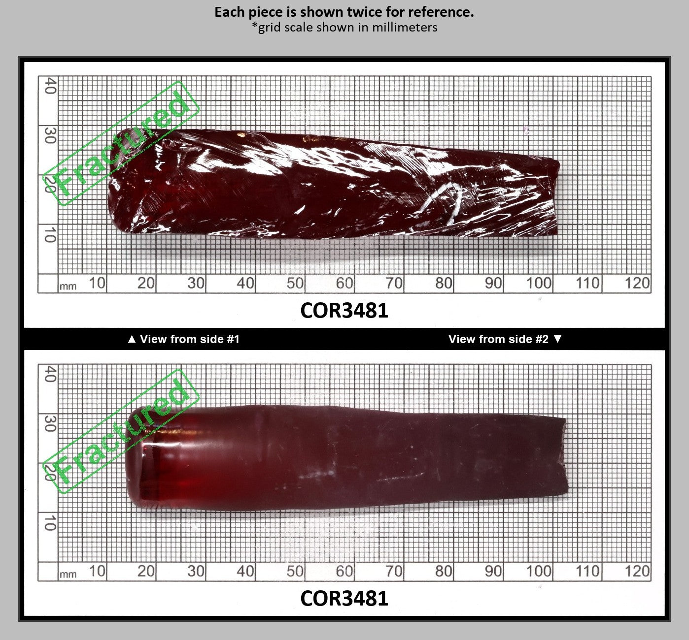 Ruby Red #5 Lab Created Corundum Sapphire Faceting Rough for Gem Cutting - Various Sizes - Split Boule : COR3481