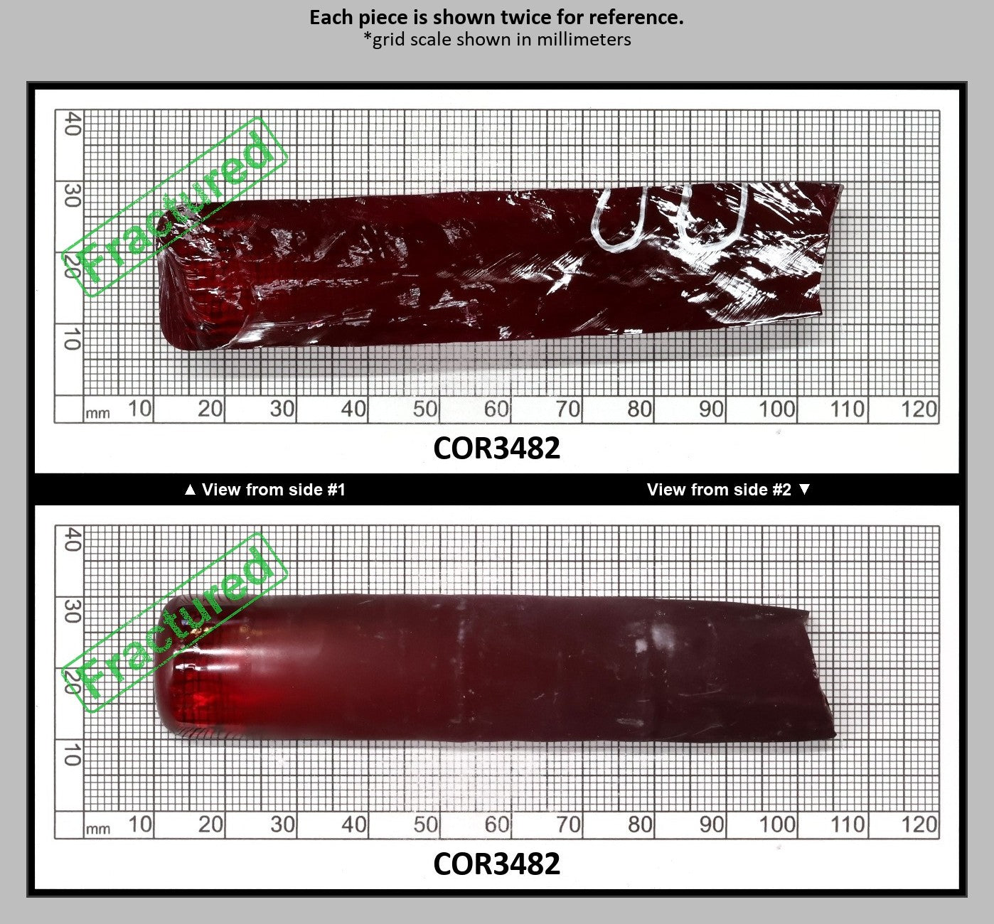 Ruby Red #5 Lab Created Corundum Sapphire Faceting Rough for Gem Cutting - Various Sizes - Split Boule : COR3482