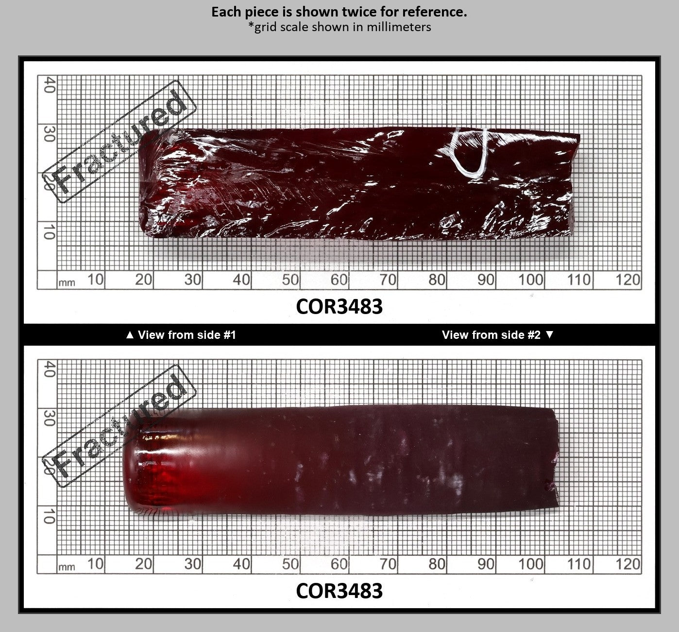Ruby Red #5 Lab Created Corundum Sapphire Faceting Rough for Gem Cutting - Various Sizes - Split Boule : COR3483